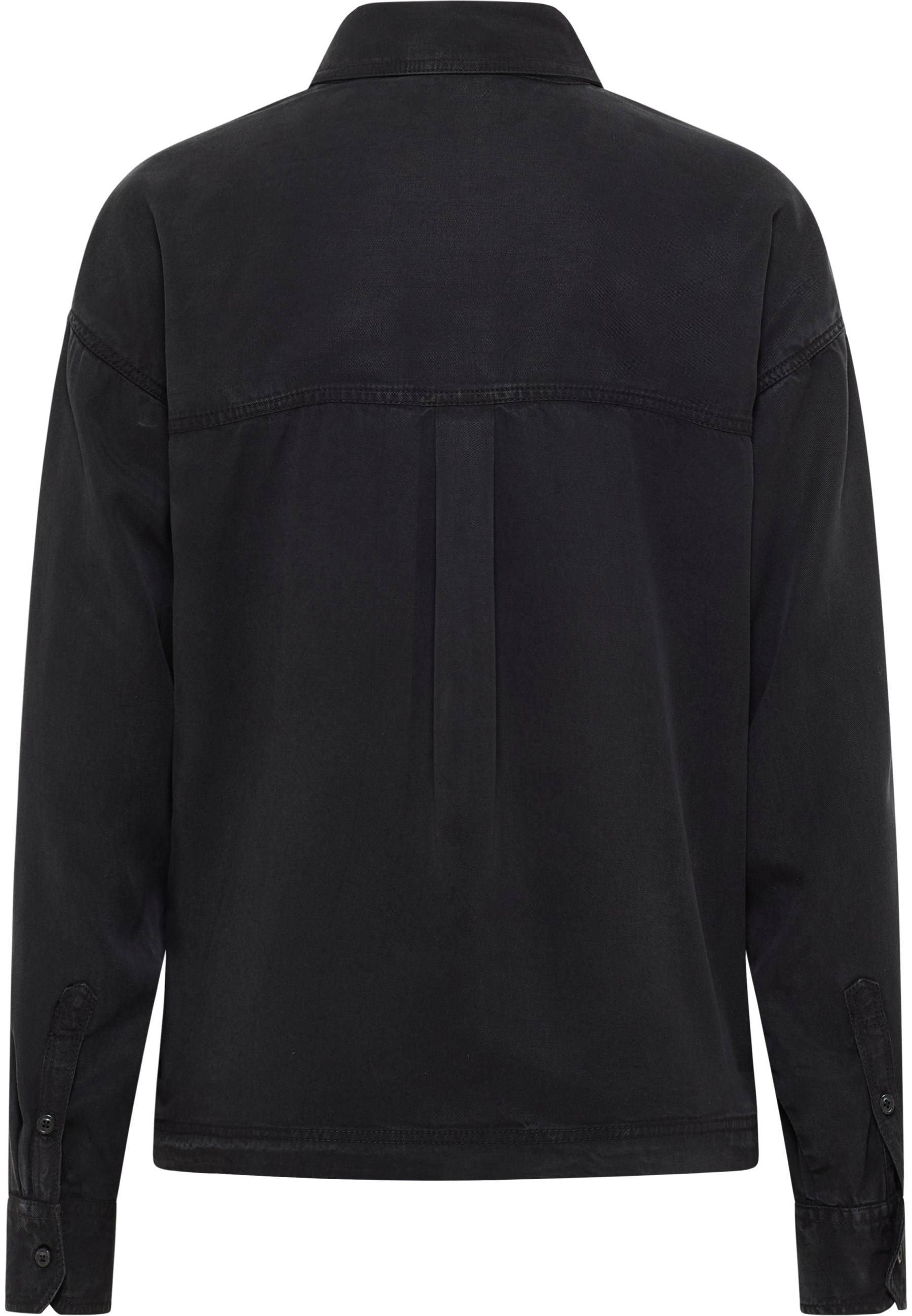 Jacke, dunkel, Langarm, Rückansicht, Knopfleiße