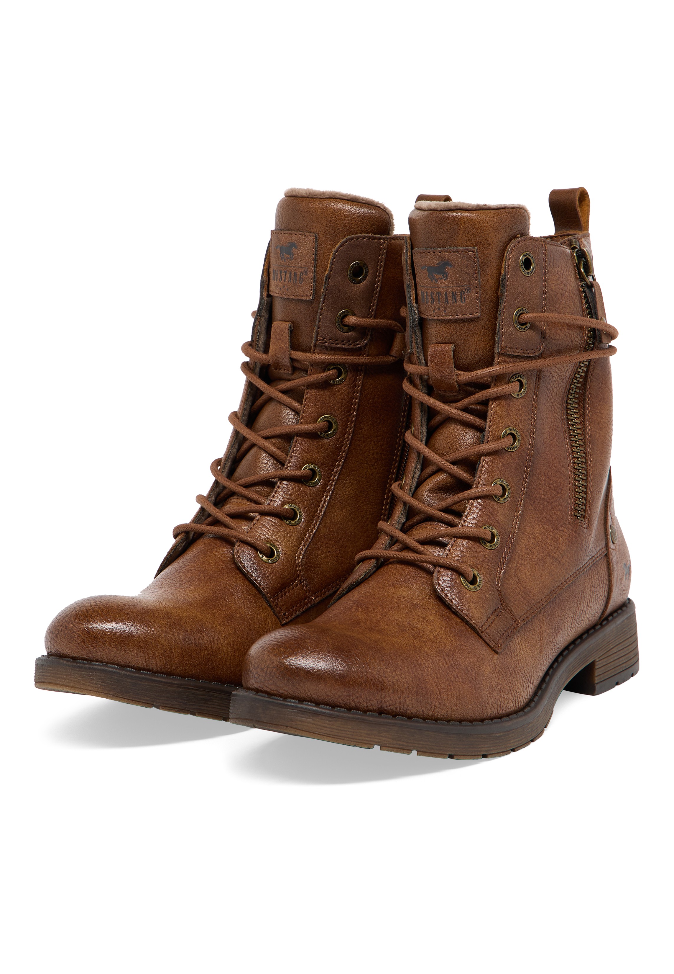 Stiefel, Boots, Leder, Braun, Schnürung
