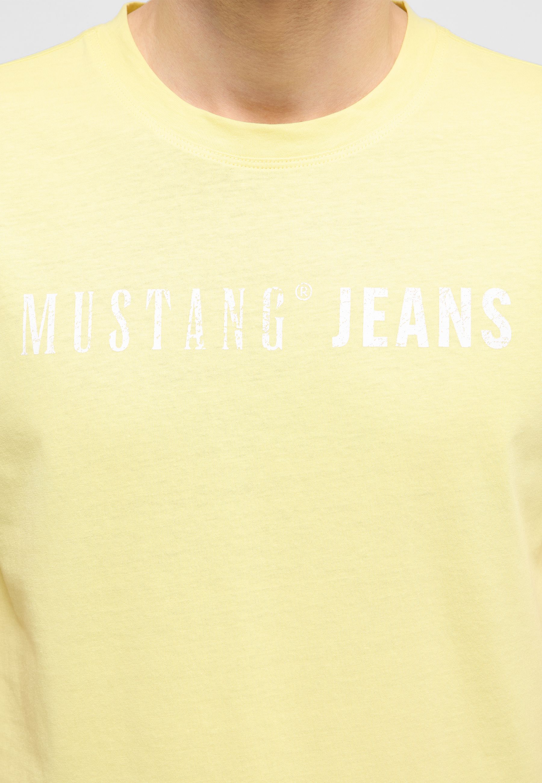 Tee, Pullover, Slogan, Mustang Jeans, Gelb