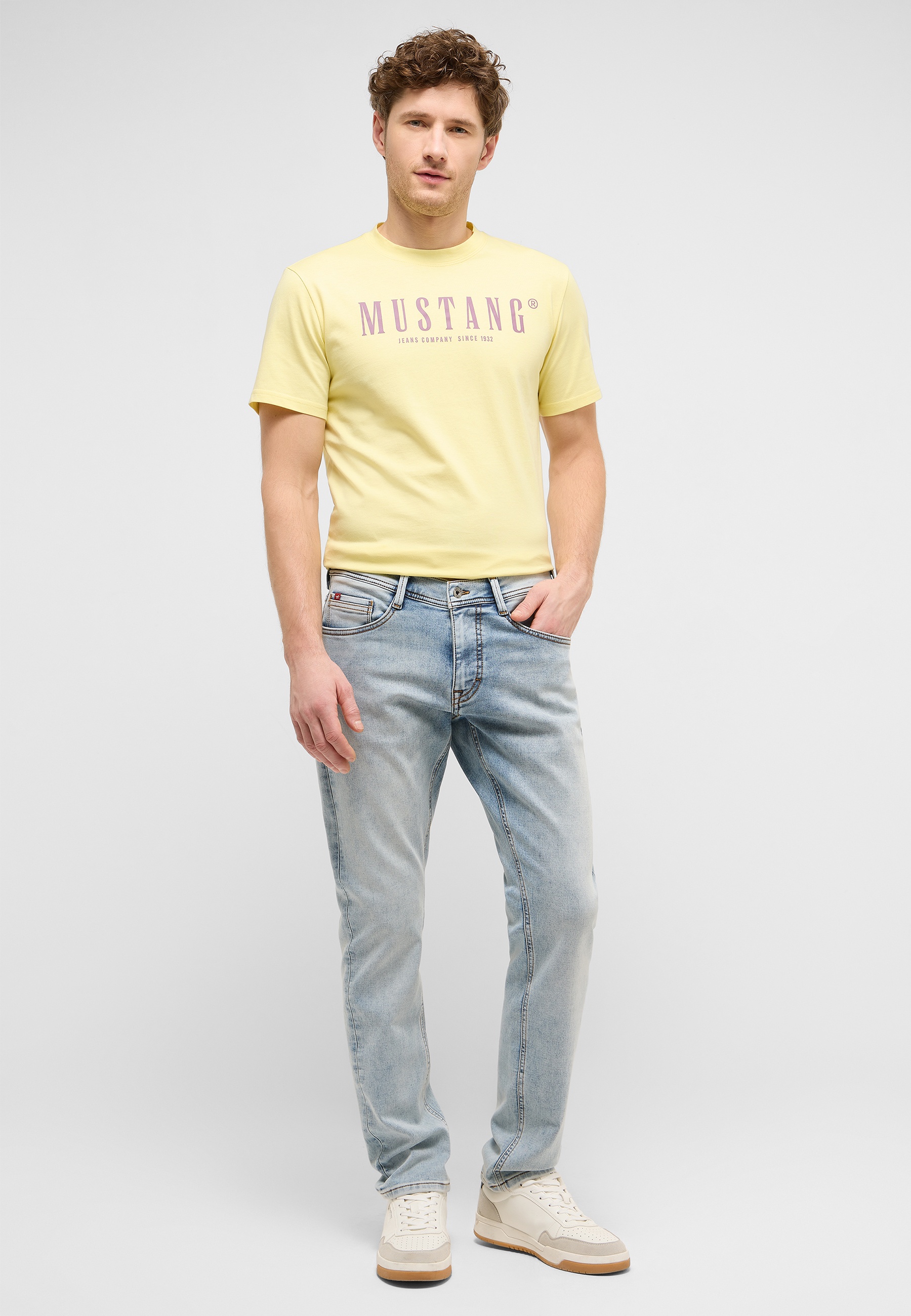 T-Shirt, Rundhals, Mustang-Logo, Kurzarm, Gelb