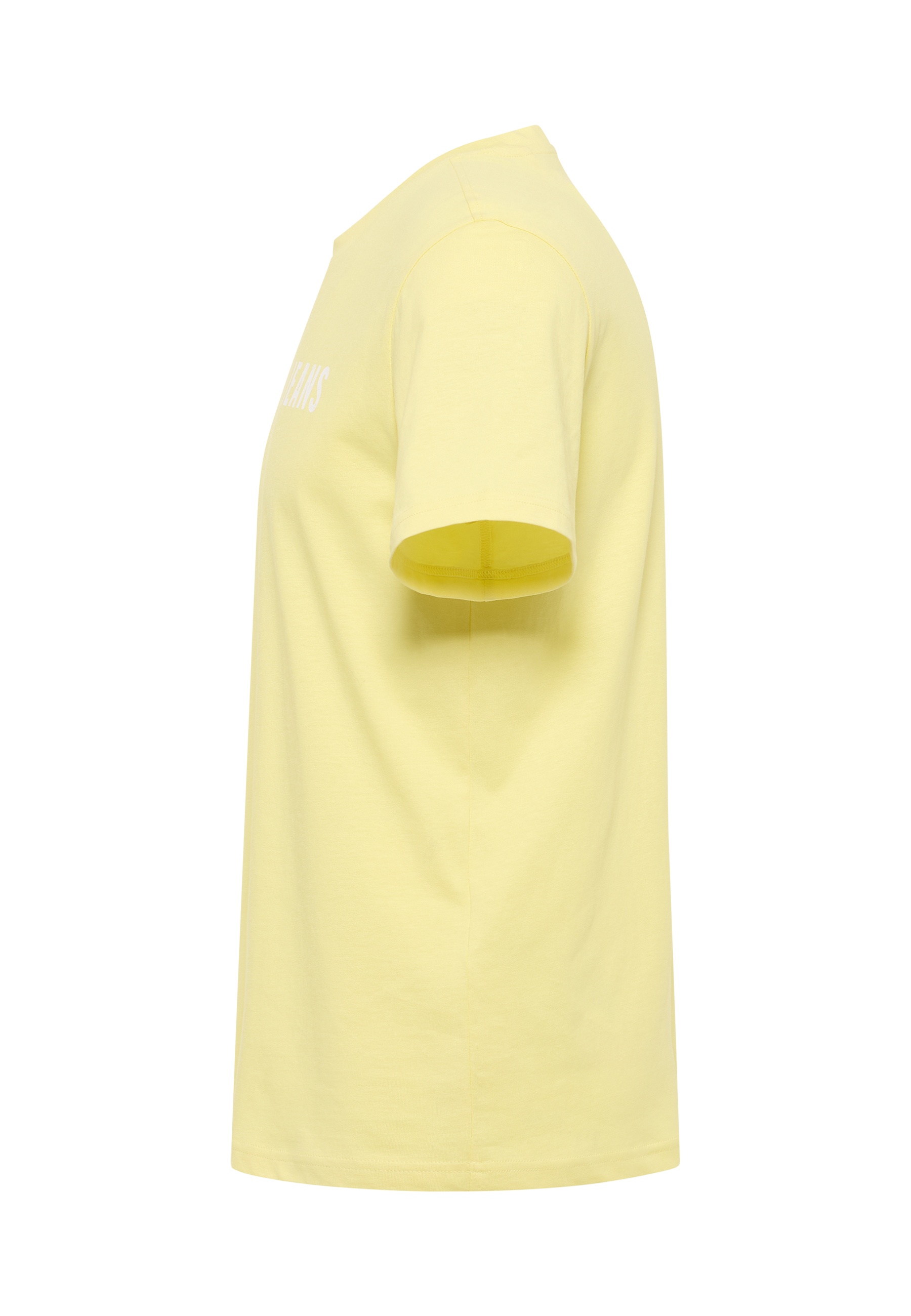 T-Shirt, Kurzarm, Pastellgelb, einfarbig, Kragenlos