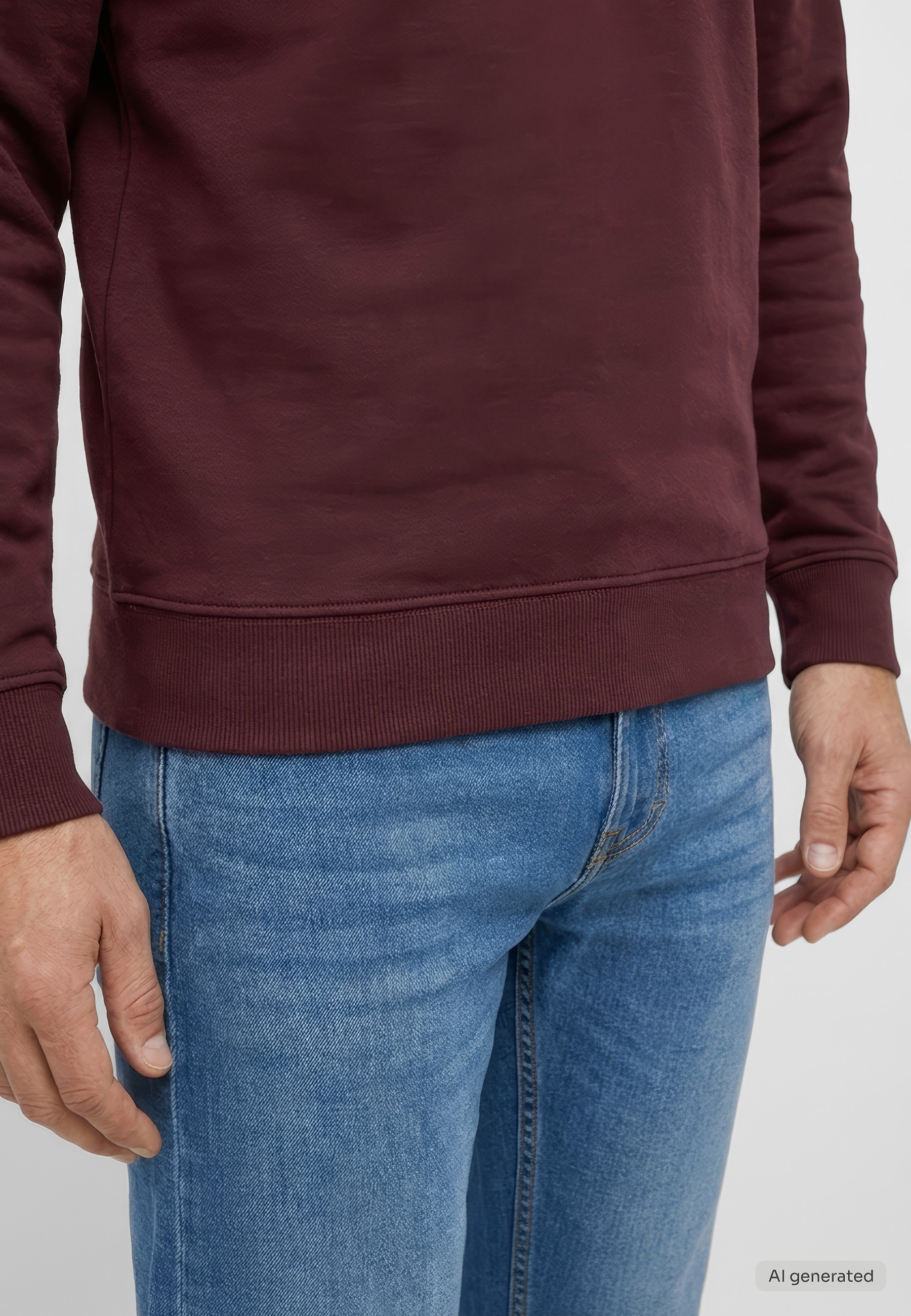 sweatshirt, burgundy, langarmshirt, Rippenbund, Jeans