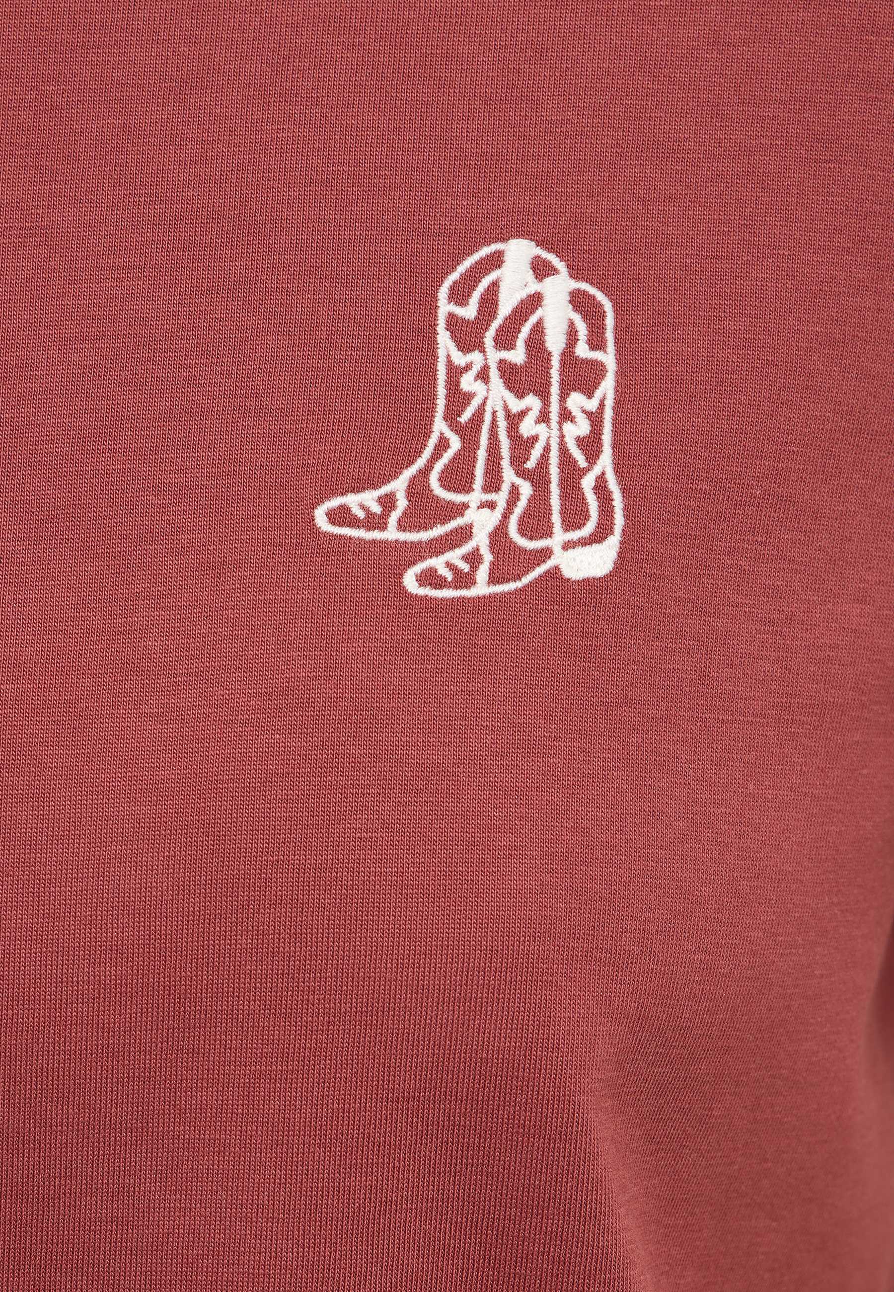 Stiefel, Westernstiefel, Leder?, Stickerei, Roter Stoff
