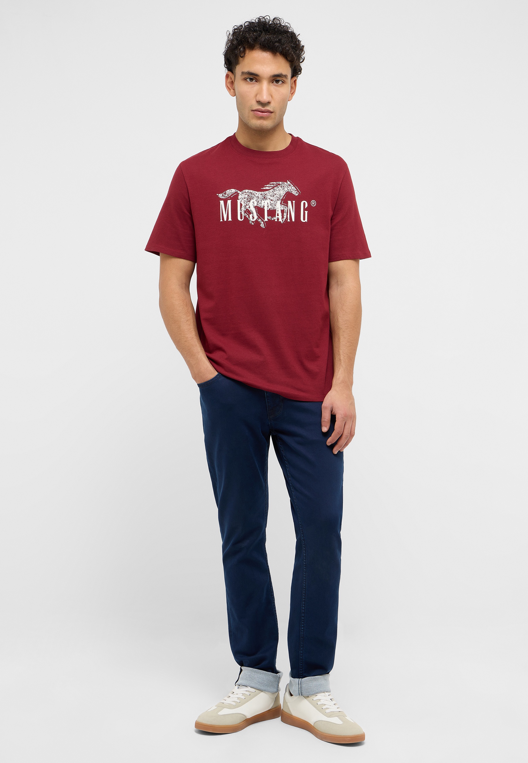 T-Shirt, Crewneck, Bordeaux, Graphic, Mustang Logo