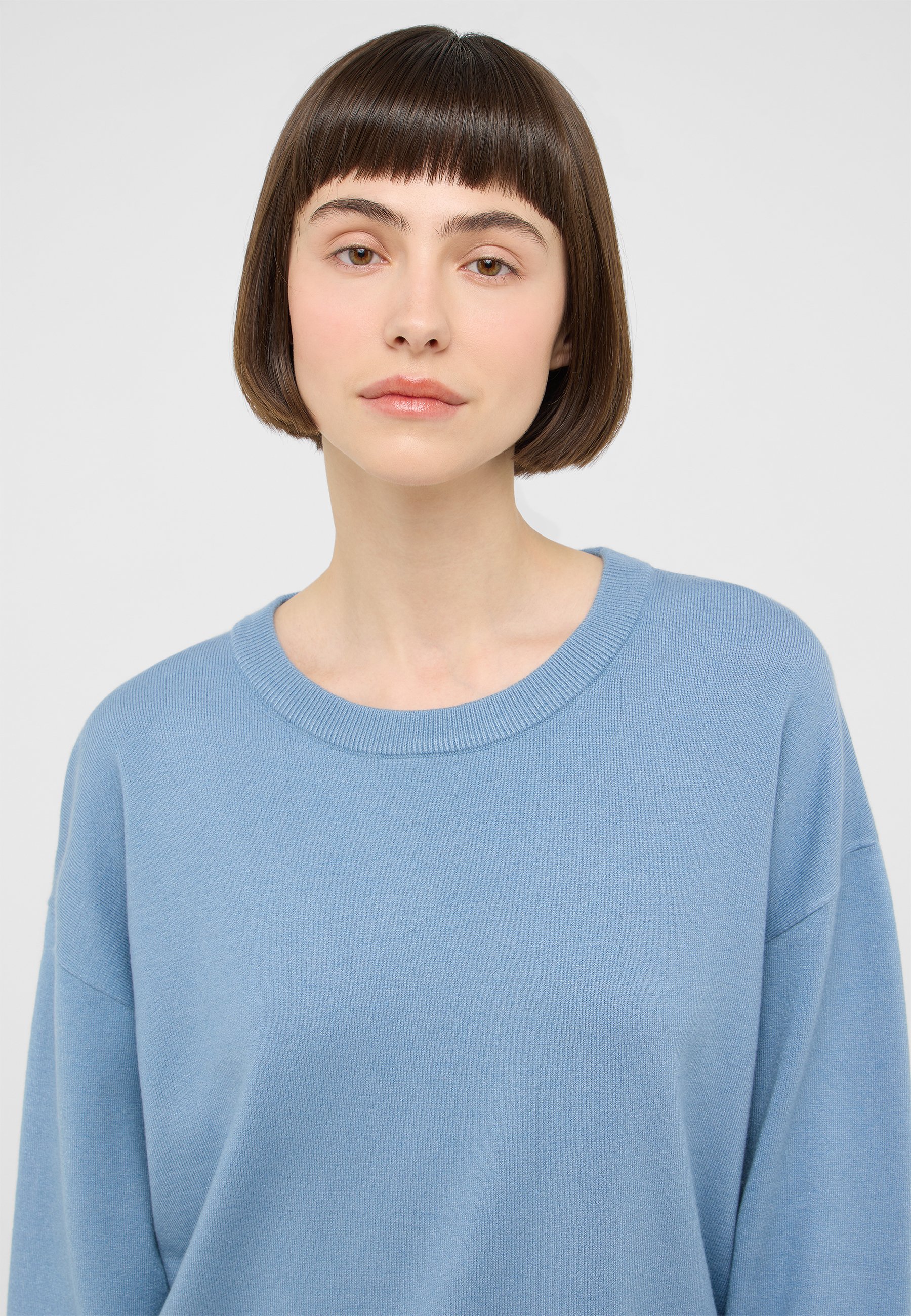 pullover, sweater, blue, knit, round-neck