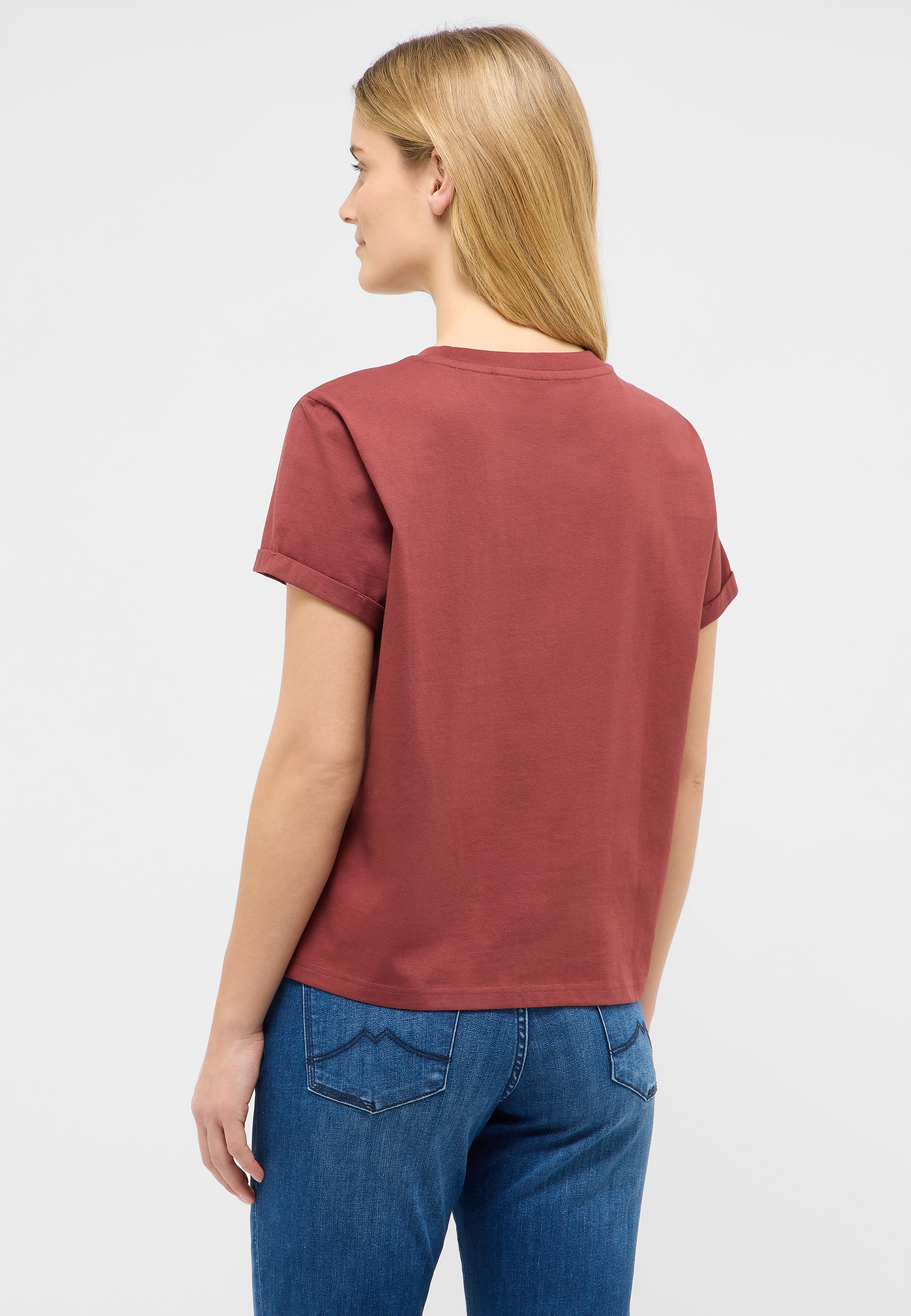 T-Shirt, Kurzarm, Rundhals, Rustfarbene, Baumwollmischung