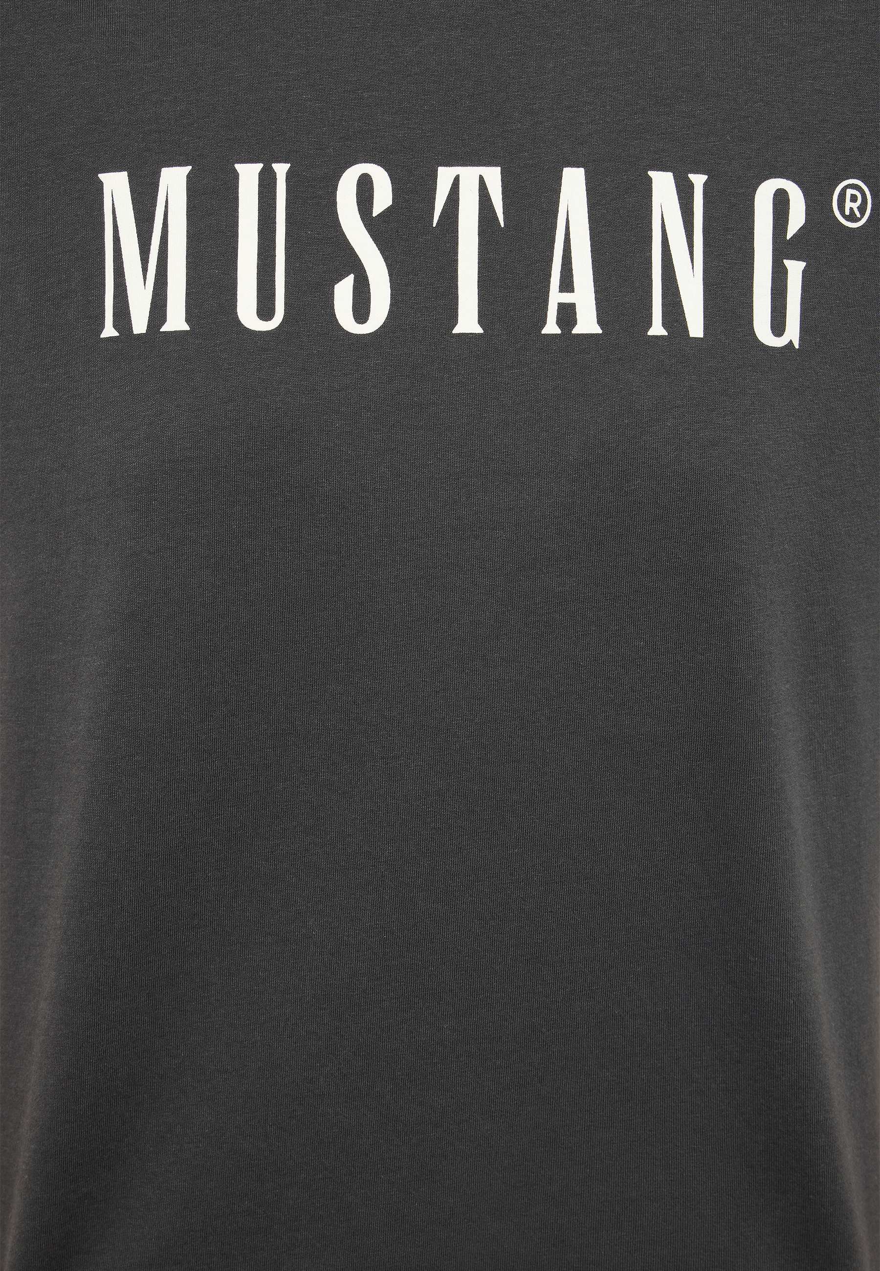 T-Shirt, Mustang-Logo, Grafitgrau, Rundhalsausschnitt, Textdruck