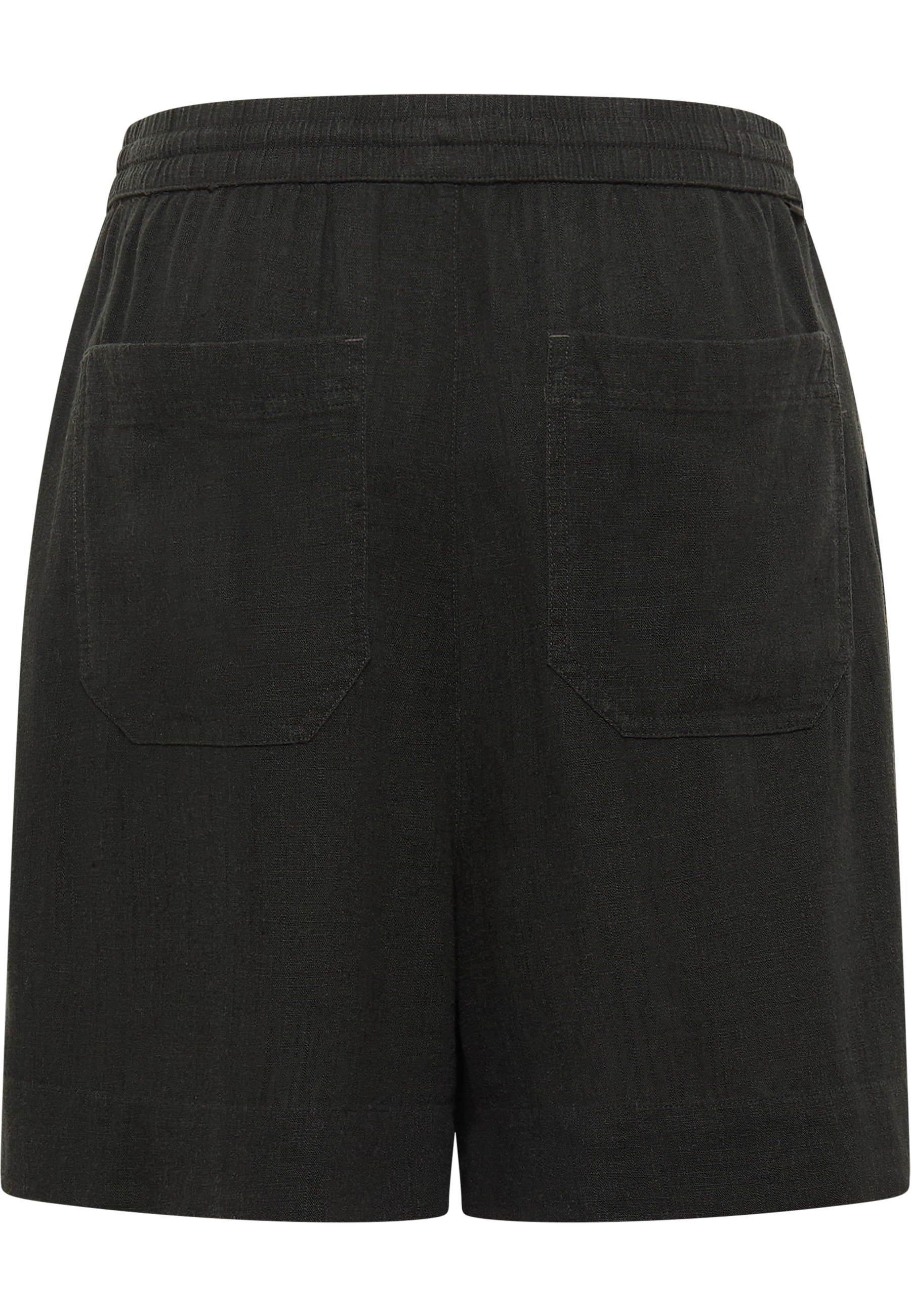 kurze, schwarz, hintere taschen, elastischer taillenbund, casual