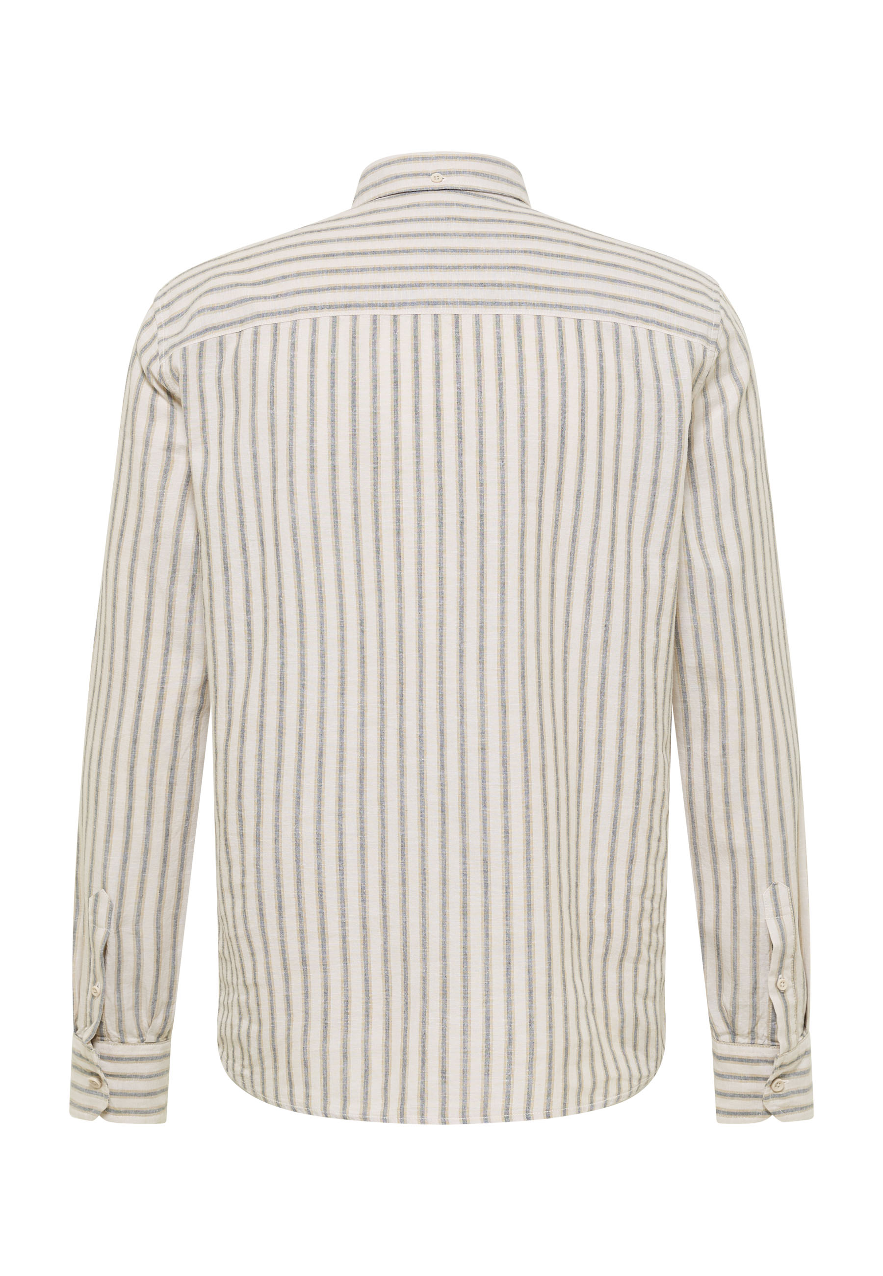 Hemd, Streifen, Langarm, Leinen, Beige