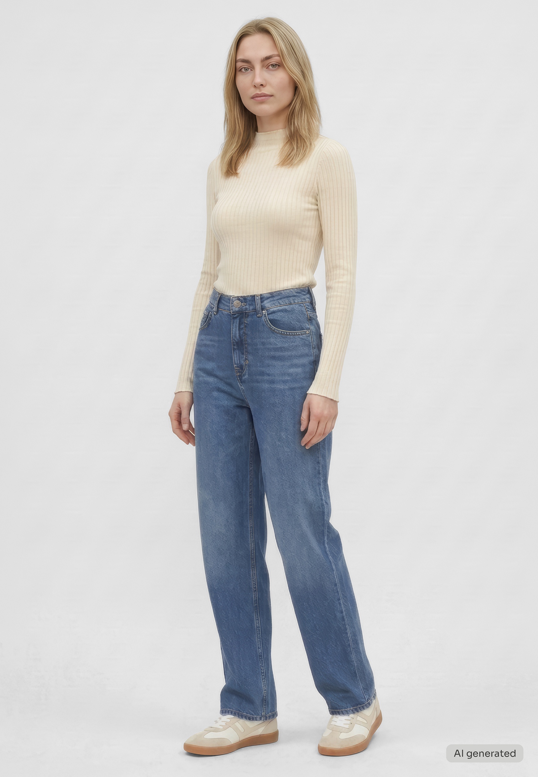 mit extra weitem Bein und hohem Bund