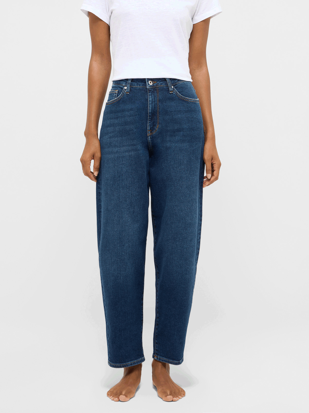 Jeans, High-waist, Straight leg, Blue, Denim