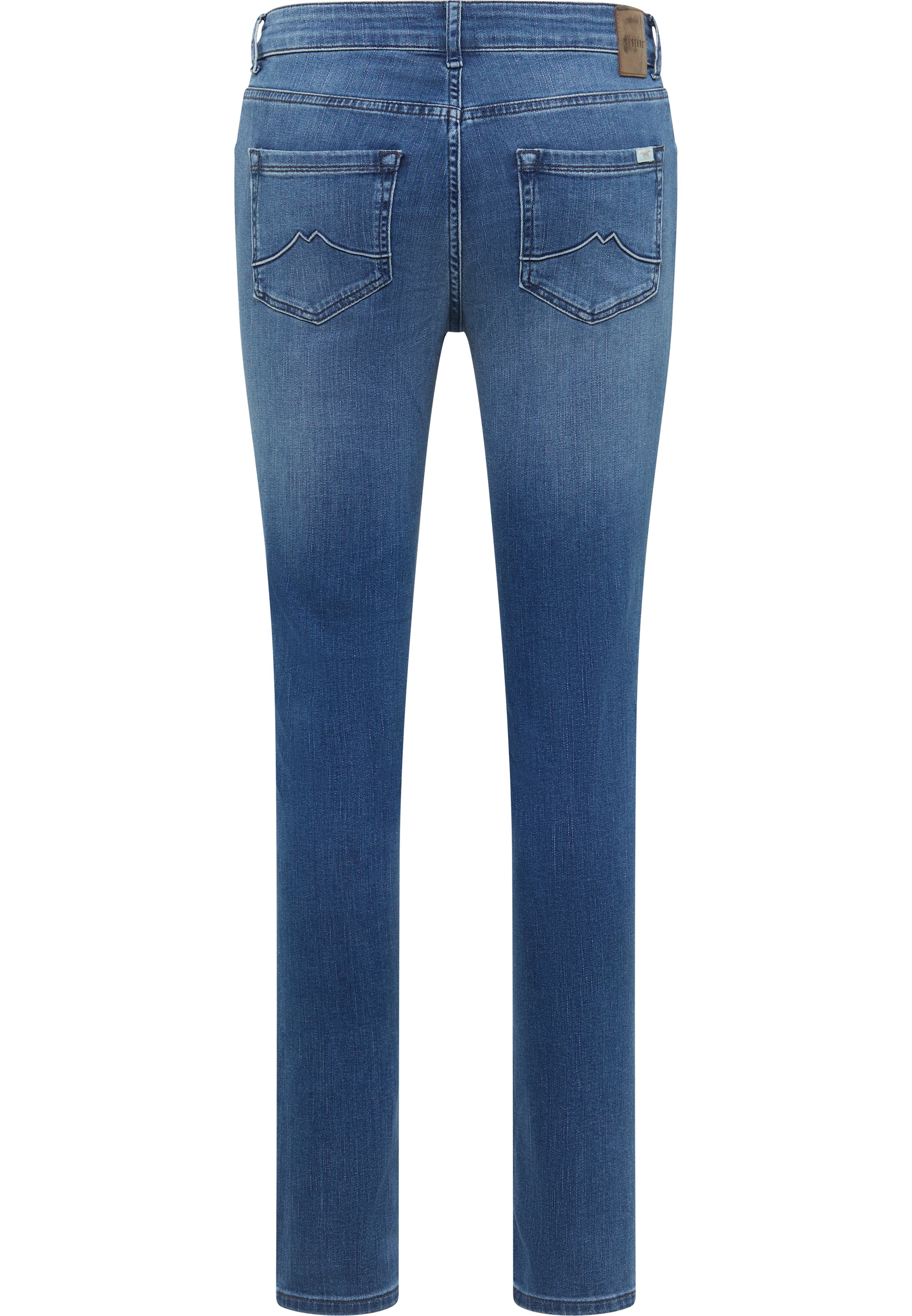 jeans,  blue denim,  back pockets,  stitched pockets,  straight leg