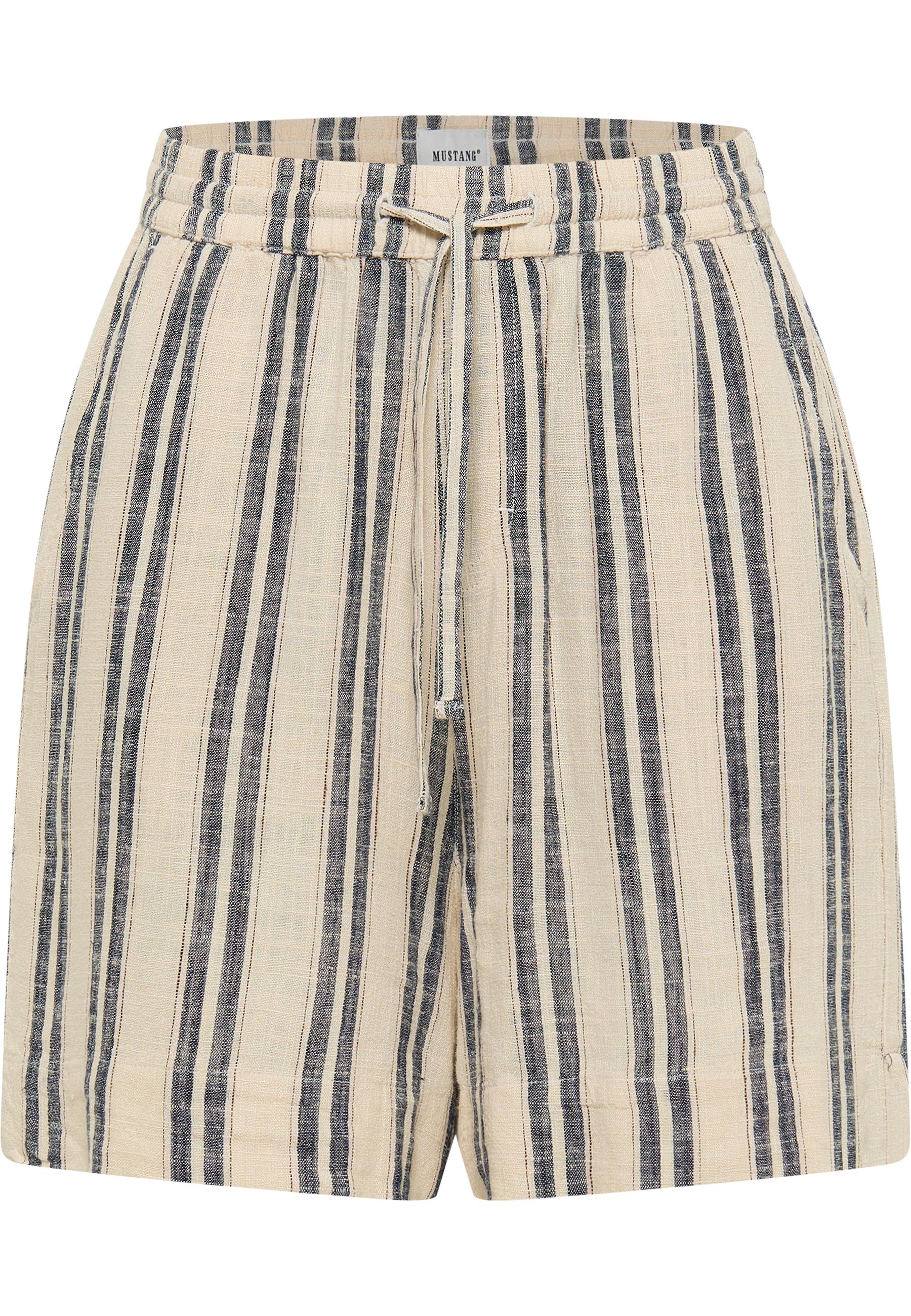 Kurzshorts, Streifen, Beige, Linen, Drawstring