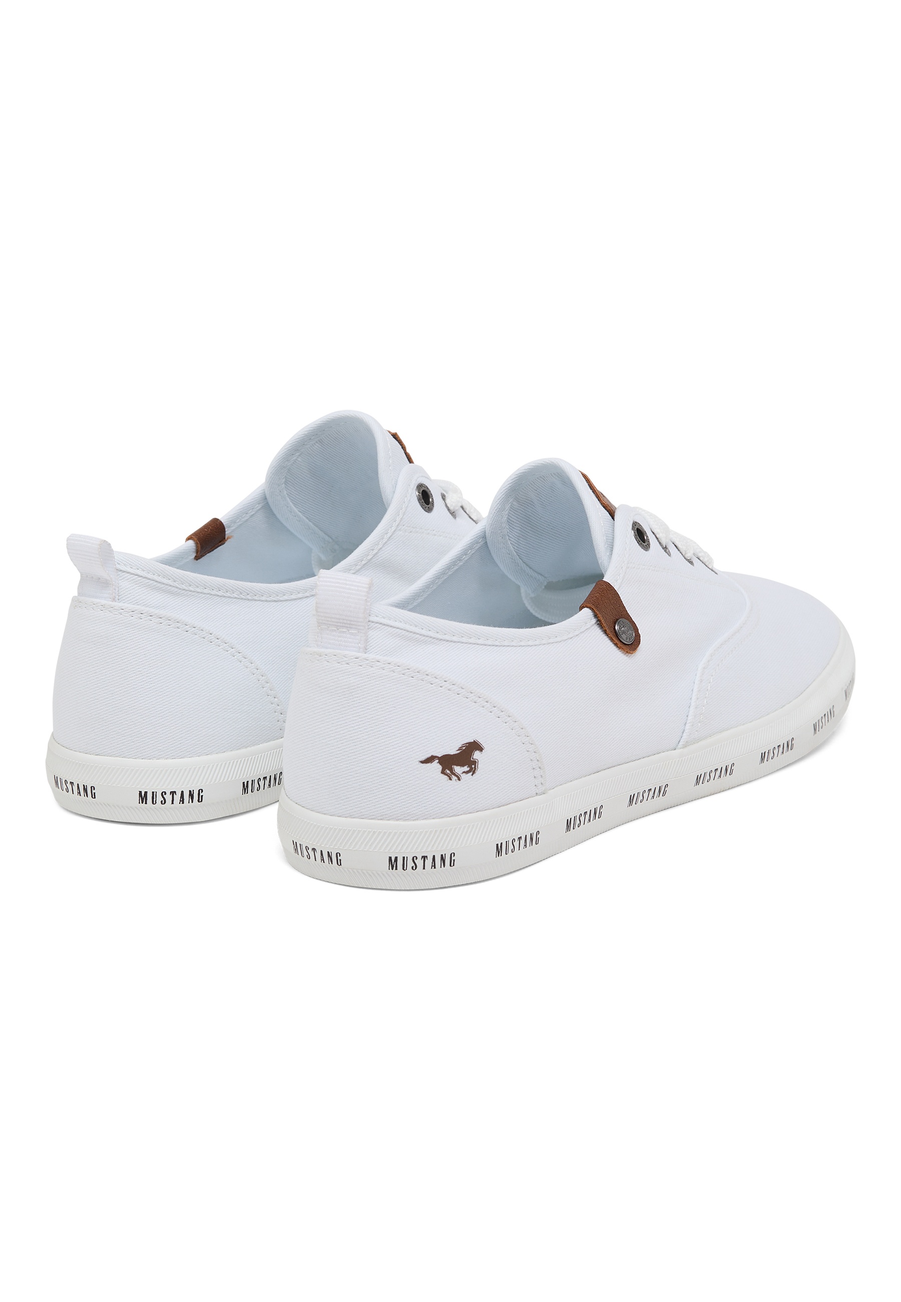 Sneaker, White, Canvas, Low-top, Mustang logo