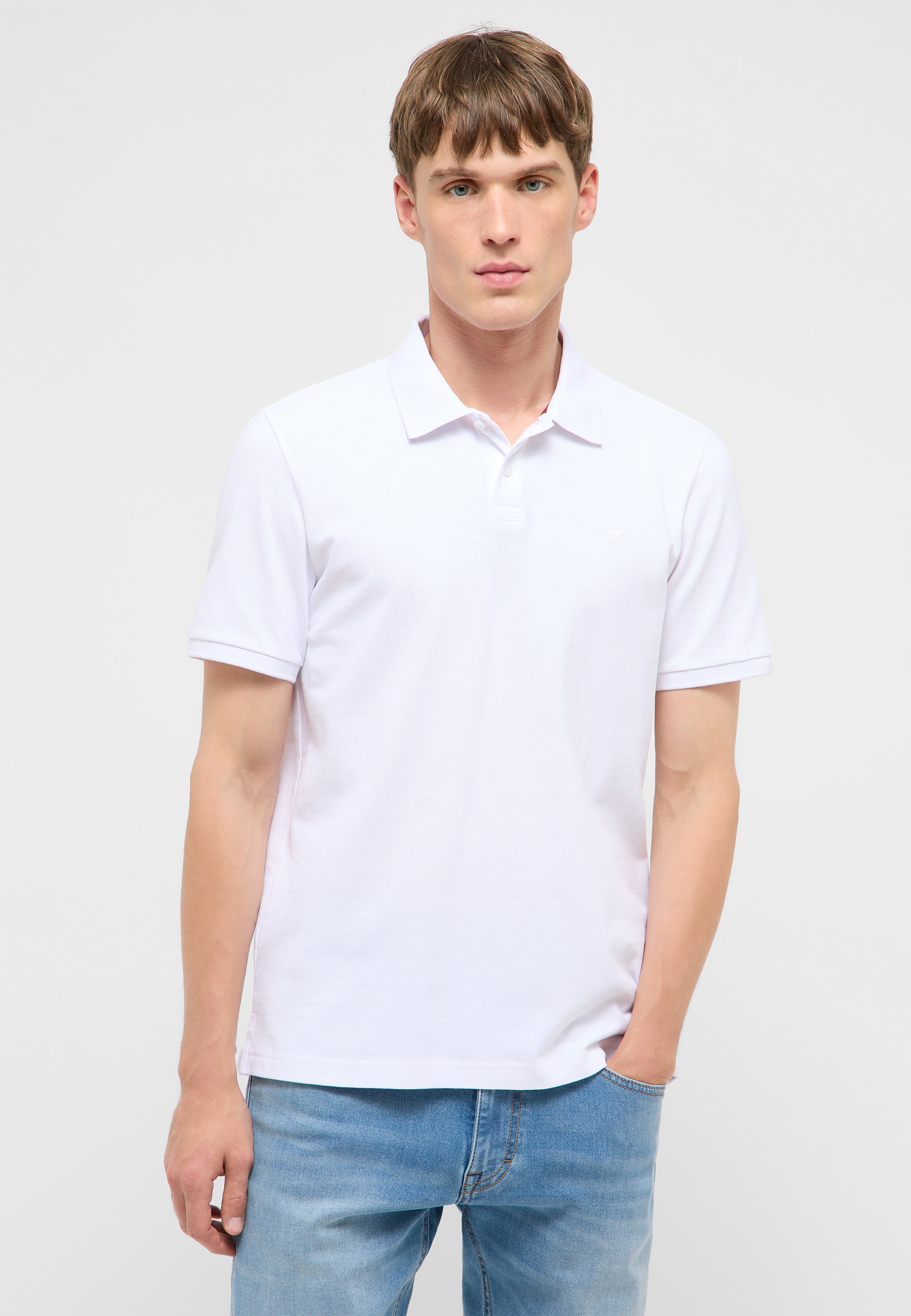 Polohemd, weißes Polo, Kurzarm, Halsbundhemd, Herren-Polo