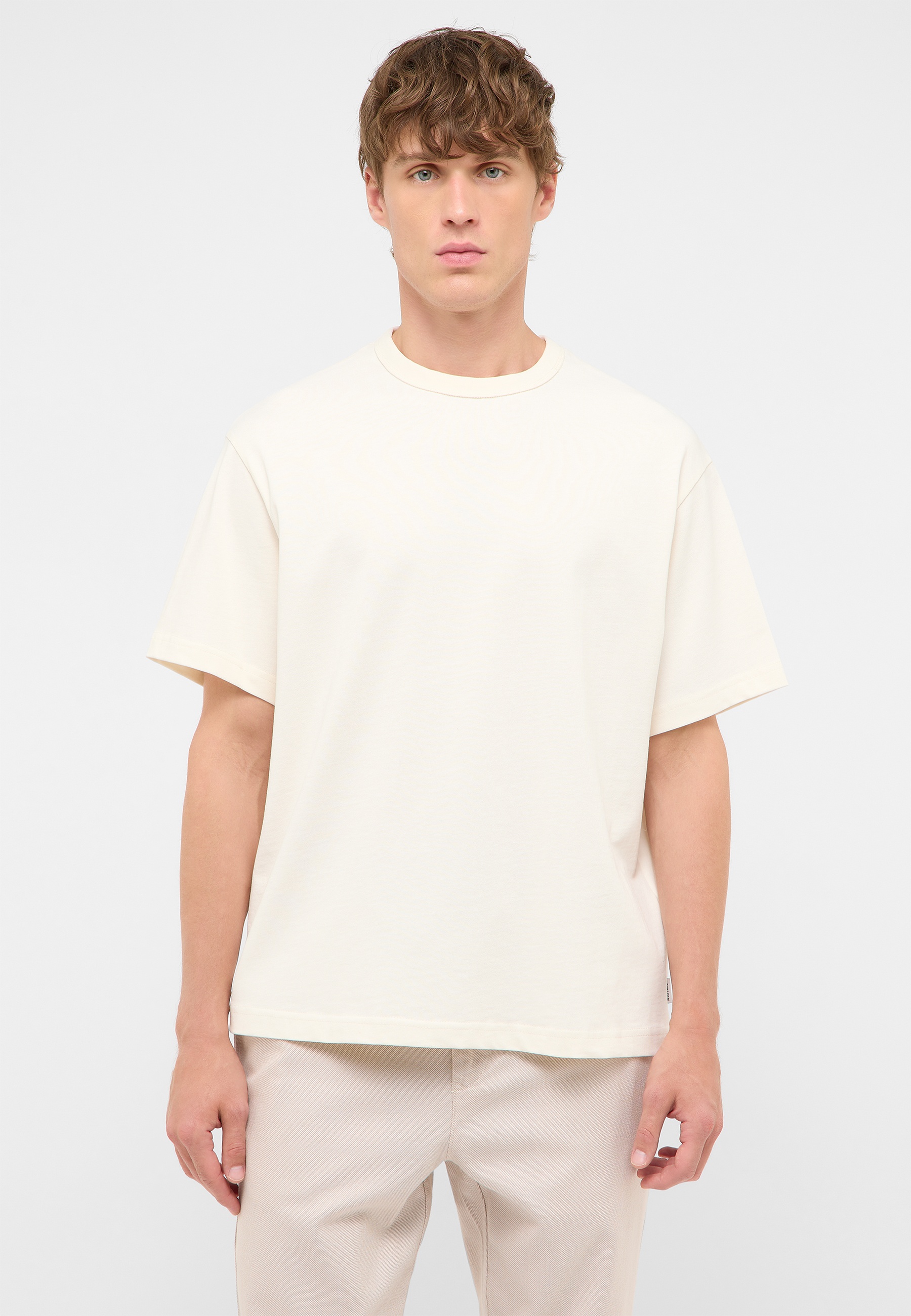Tee, T-Shirt, Plain, Beige, Kurzarm