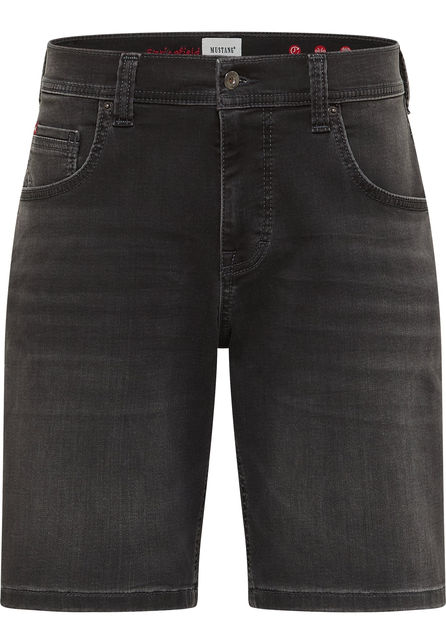 Shorts, Denim, Schwarz, Five-pocket, Gürtel-Schlaufen