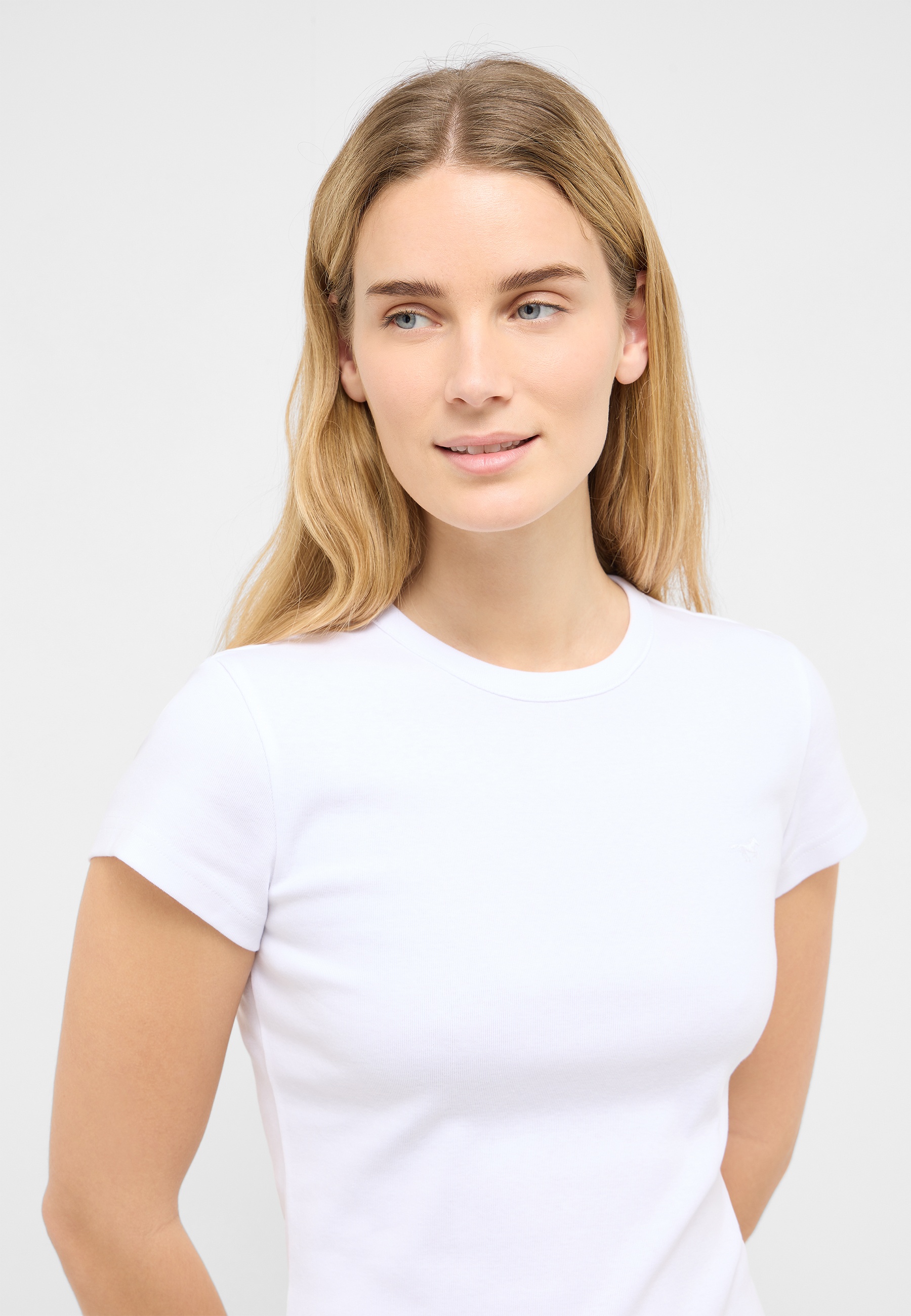 T-Shirt, Weiß, Rundhalsausschnitt, Kurzarm, Einfarbig