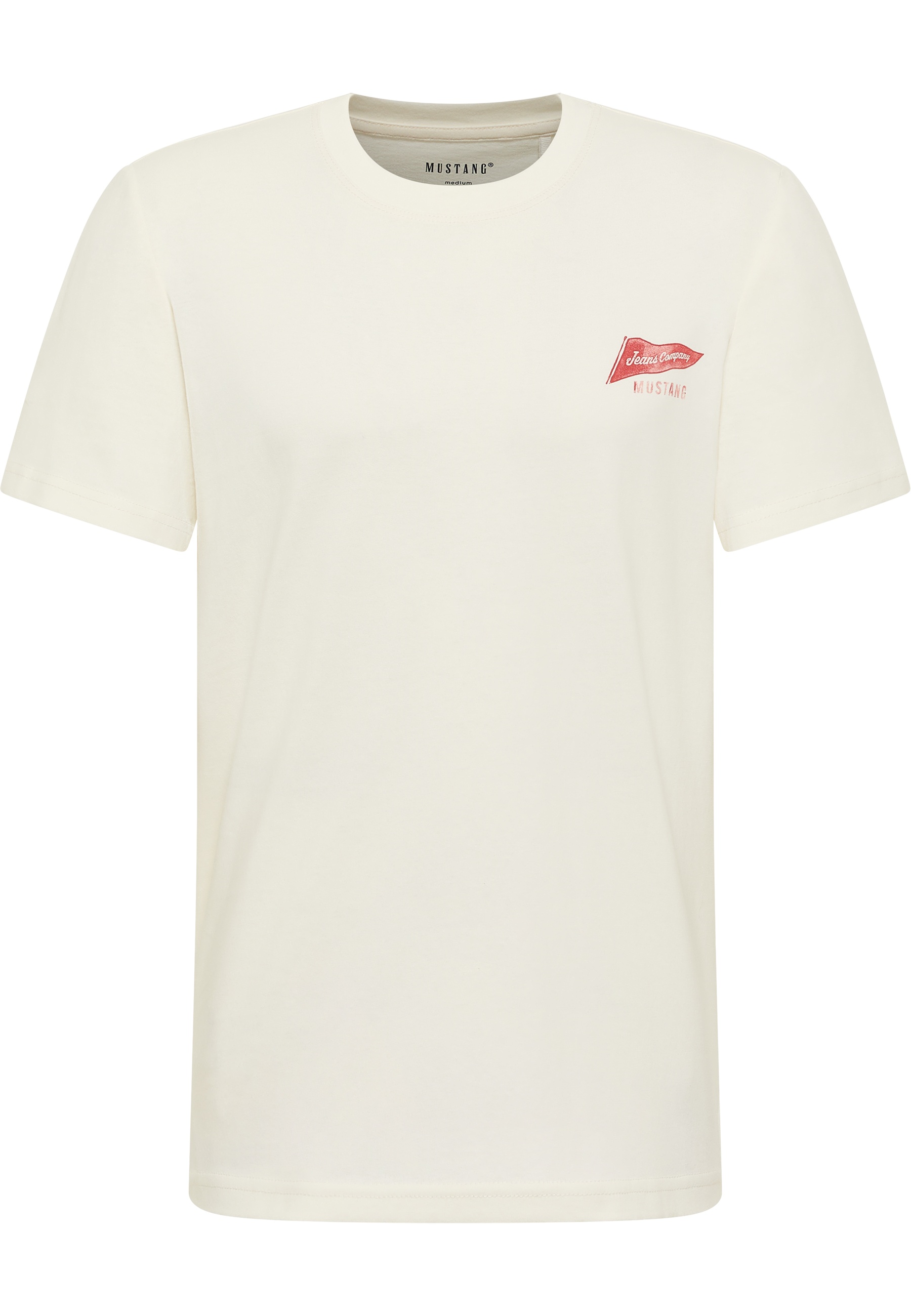 T-Shirt, Rundhals, Weißes Shirt, Kurzärmelig, Mustang Logo