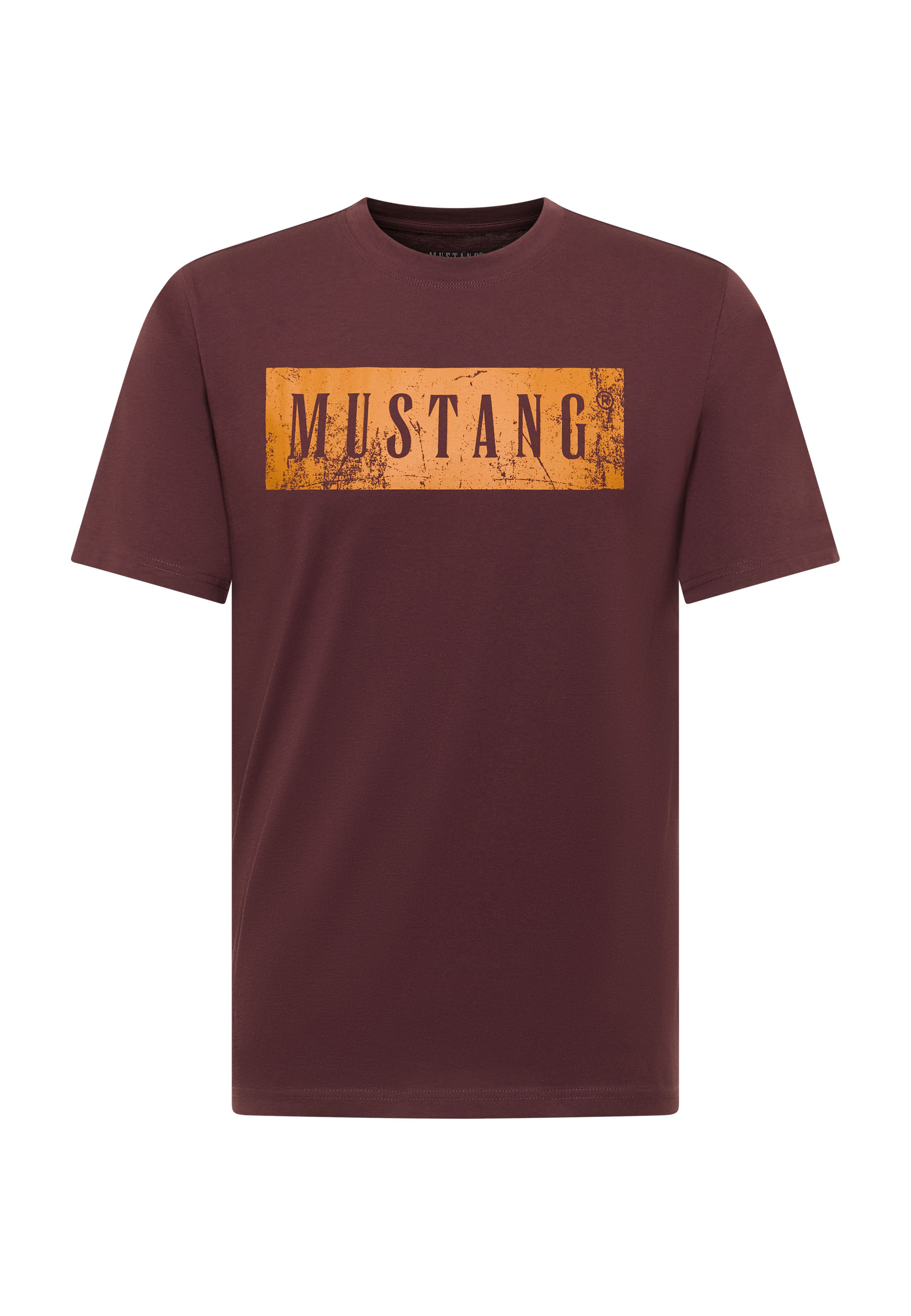 T-Shirt, Kurzarm, Roter Brauntöne, Mustang-Logo, Baumwolle
