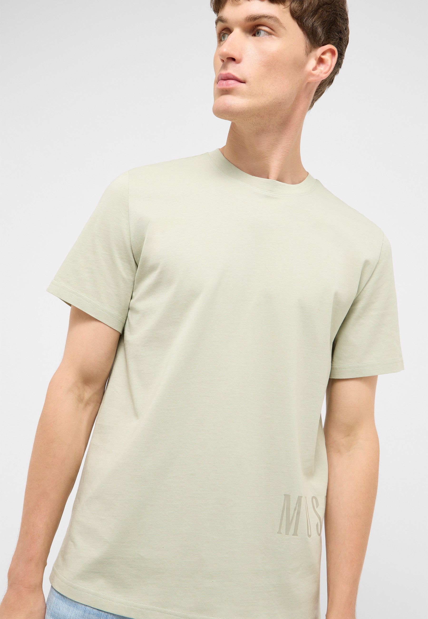 T-Shirt, Kurzarm, Beige, Rundhalsausschnitt, Unifarben