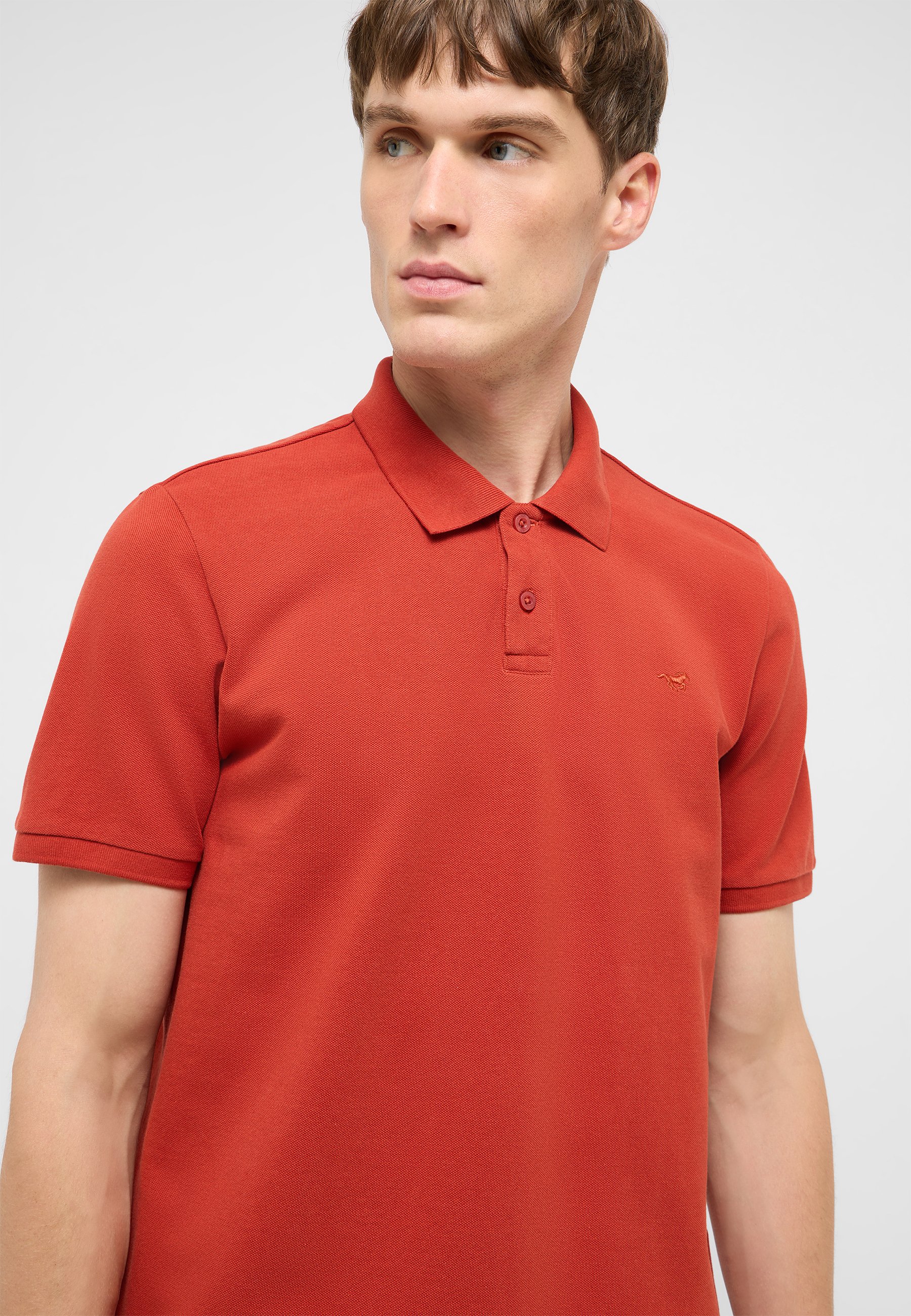 Polohemd, kurzärmlig, orange, Polo-Polo, Knopfleiste