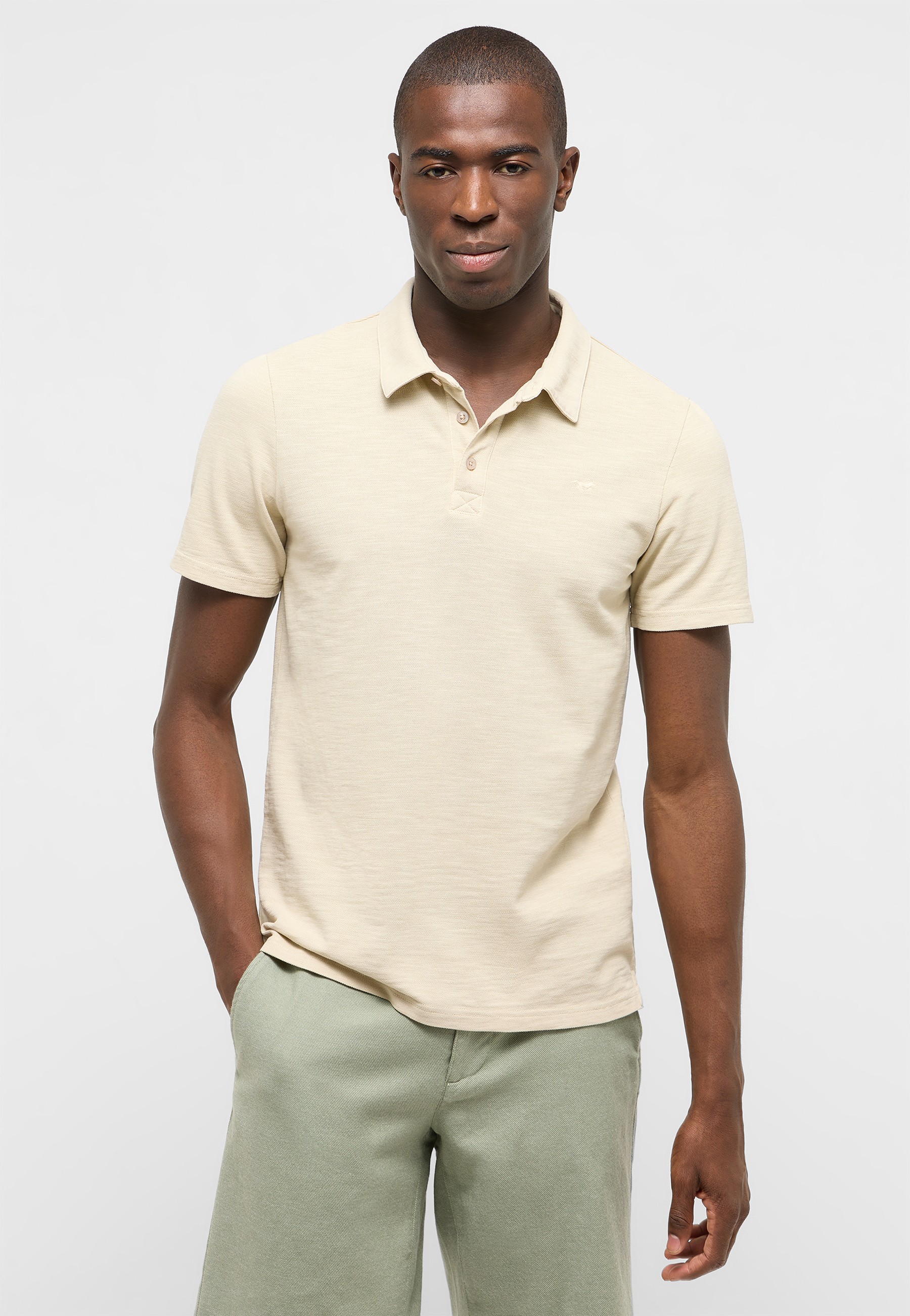 polohemd, beige, kurzarm, Halskragen, gestrickt polo