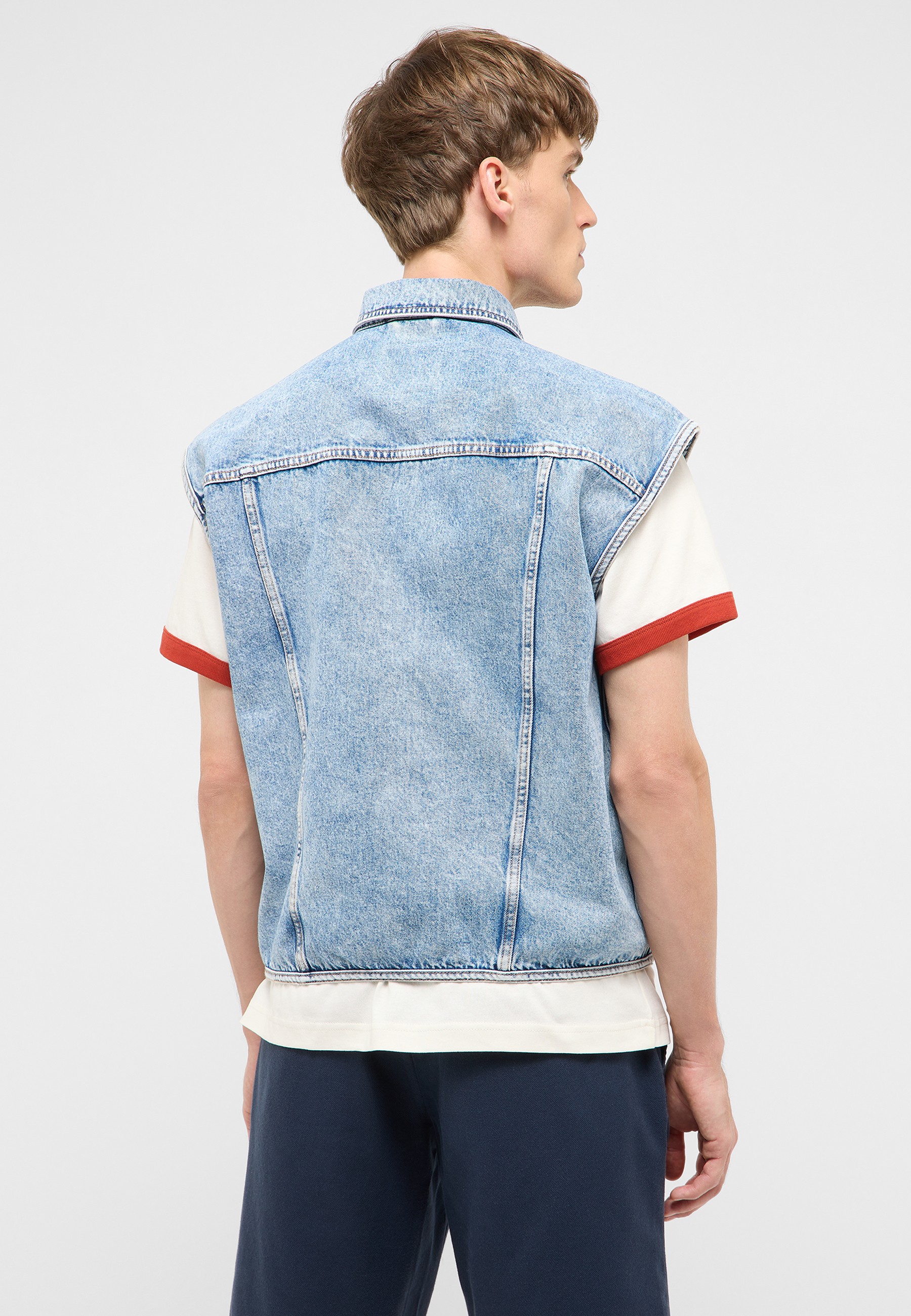 Denim-Jacket, Jeansweste, Light-wash, Kurzarm, Stofflage/Jeans