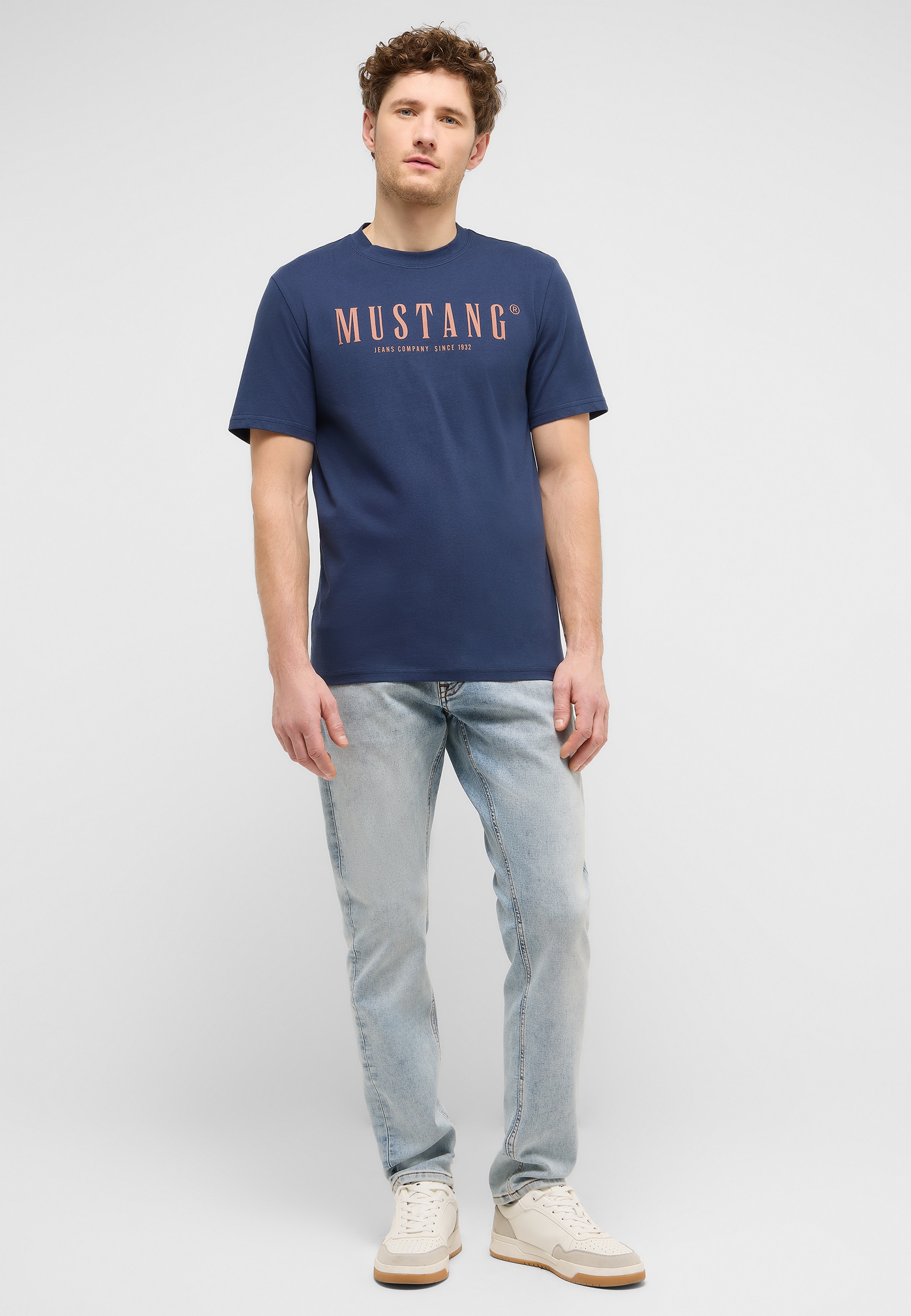 T-Shirt, Kurzarm, Mustang-Logo, Baumwolle, Rundhals