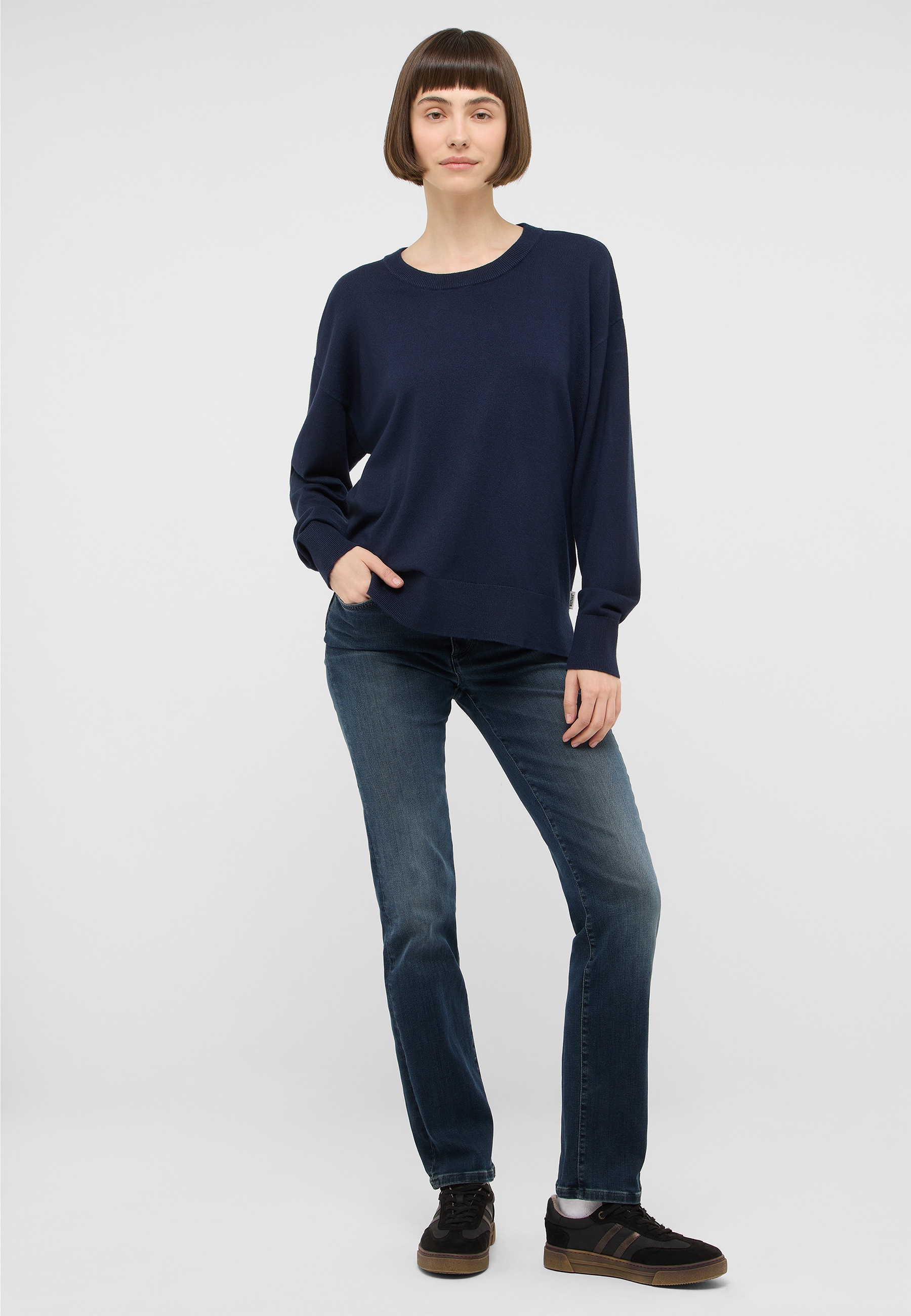 sweater, navy, longsleeve, crew-neck, casual