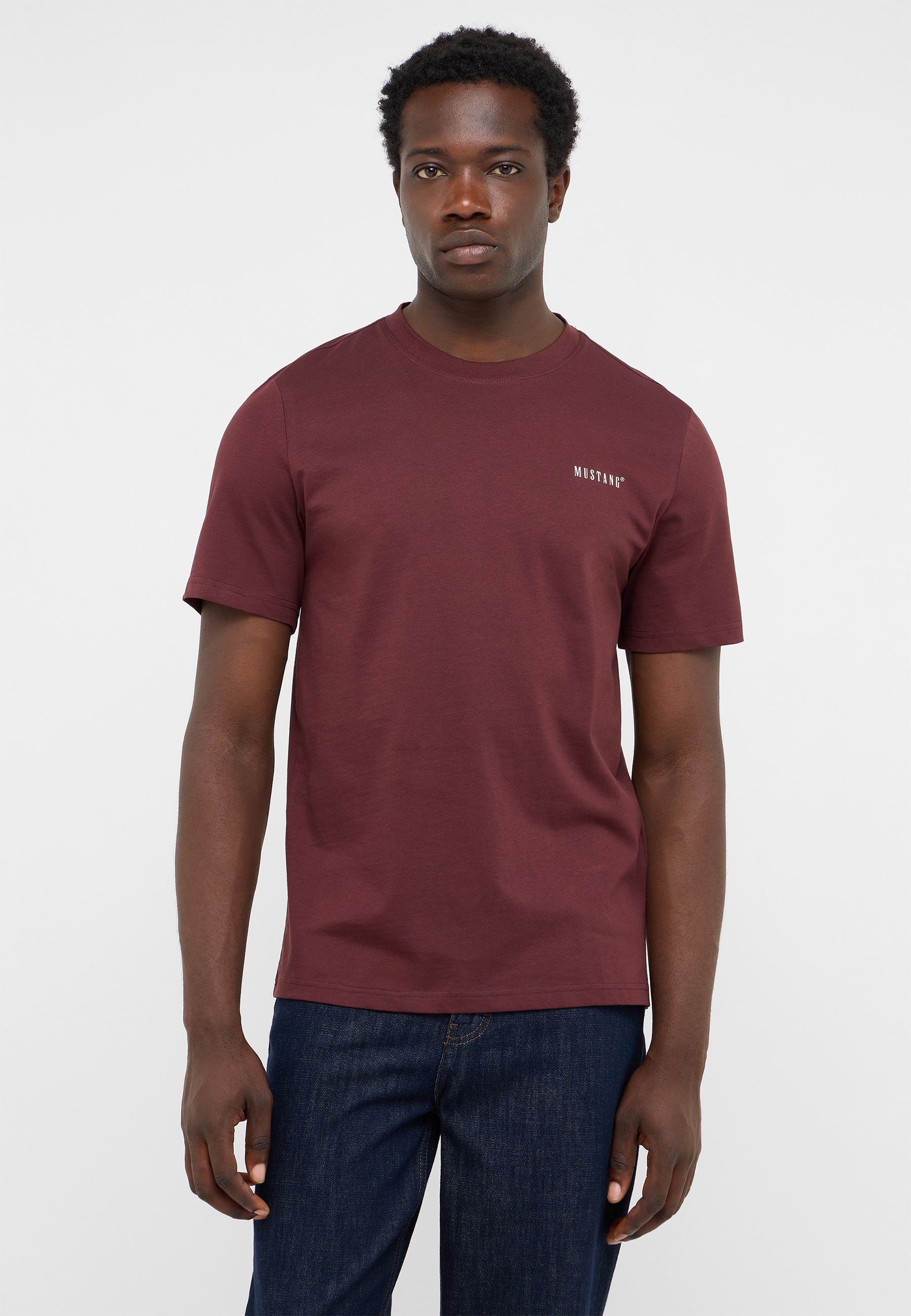 T-Shirt, Kurzarm, Unirot, Rundhals, Mustang