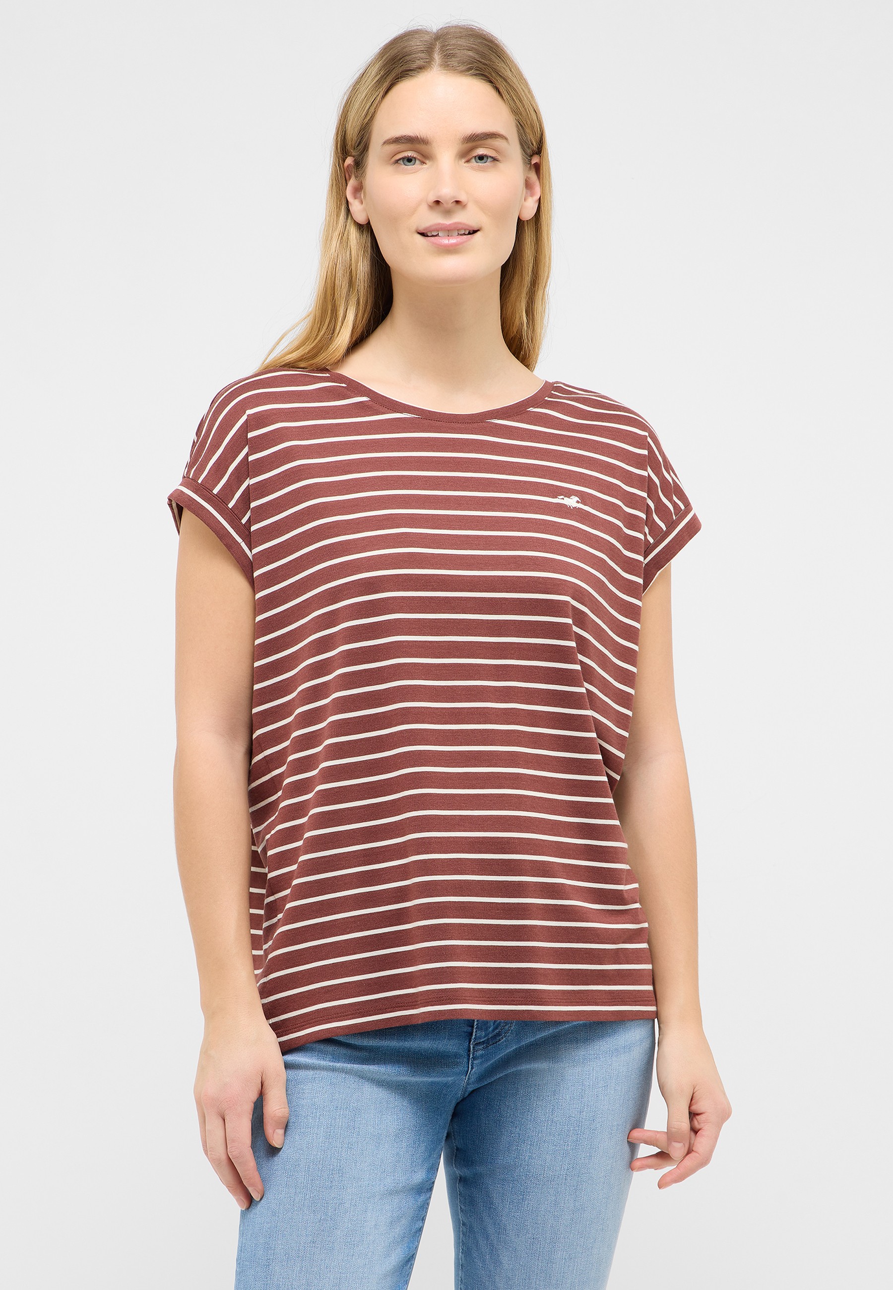 T-Shirt, Streifen, Rote Farbe, Kurzarm, Baumwolle?