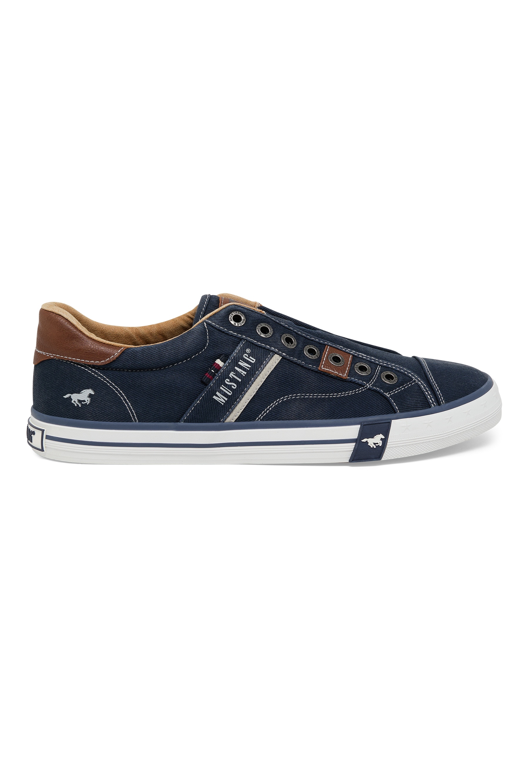 Sneaker, Canvas, Navy, Denim, Mustang