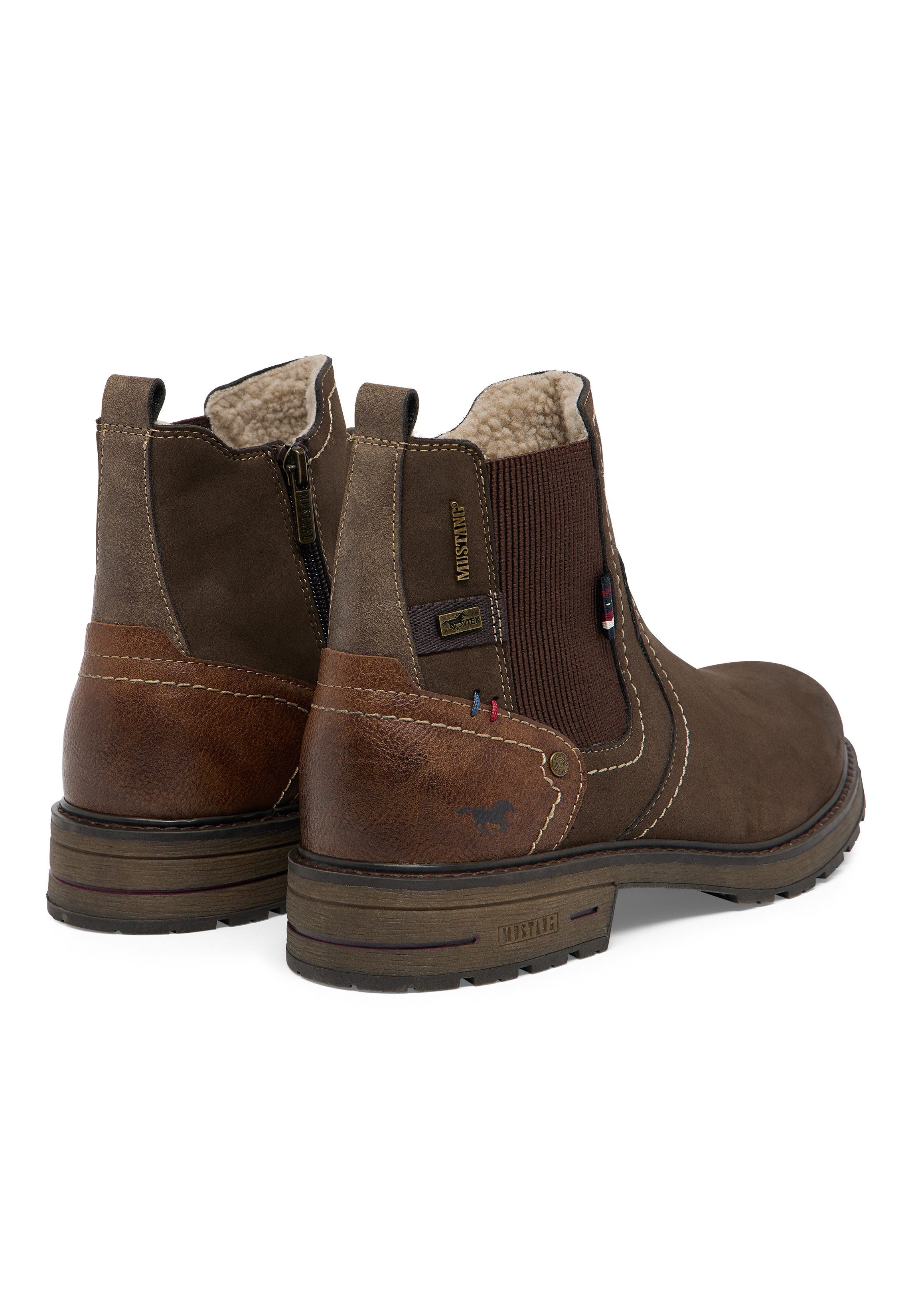 stiefel, leder, braun, gummisohle, warmfutter