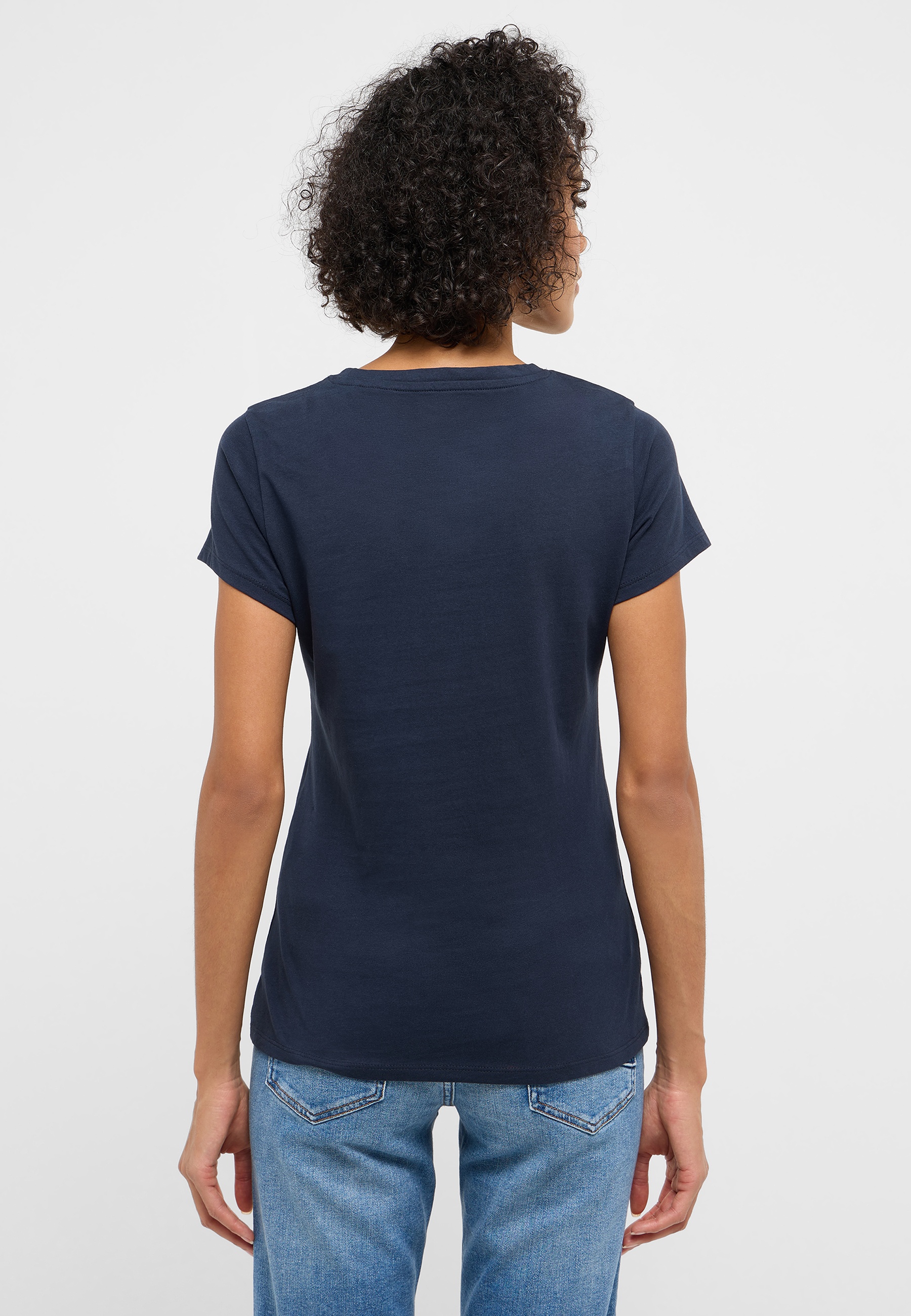 t-shirt, kurzarm, rundhalsausschnitt, marineblau, baumwolle