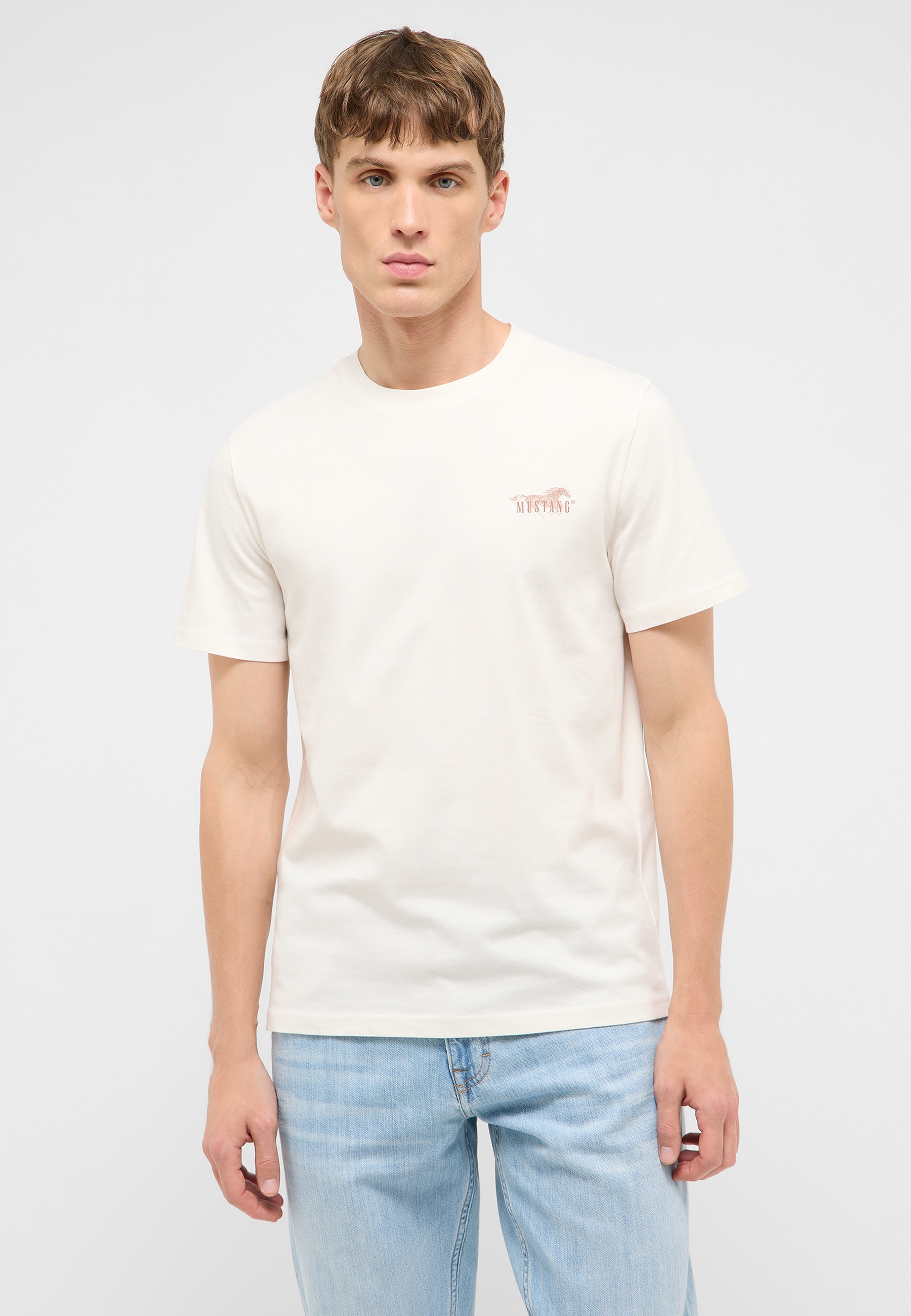 T-Shirt, Kurzarm, Beige, Logo, Rundhalsausschnitt