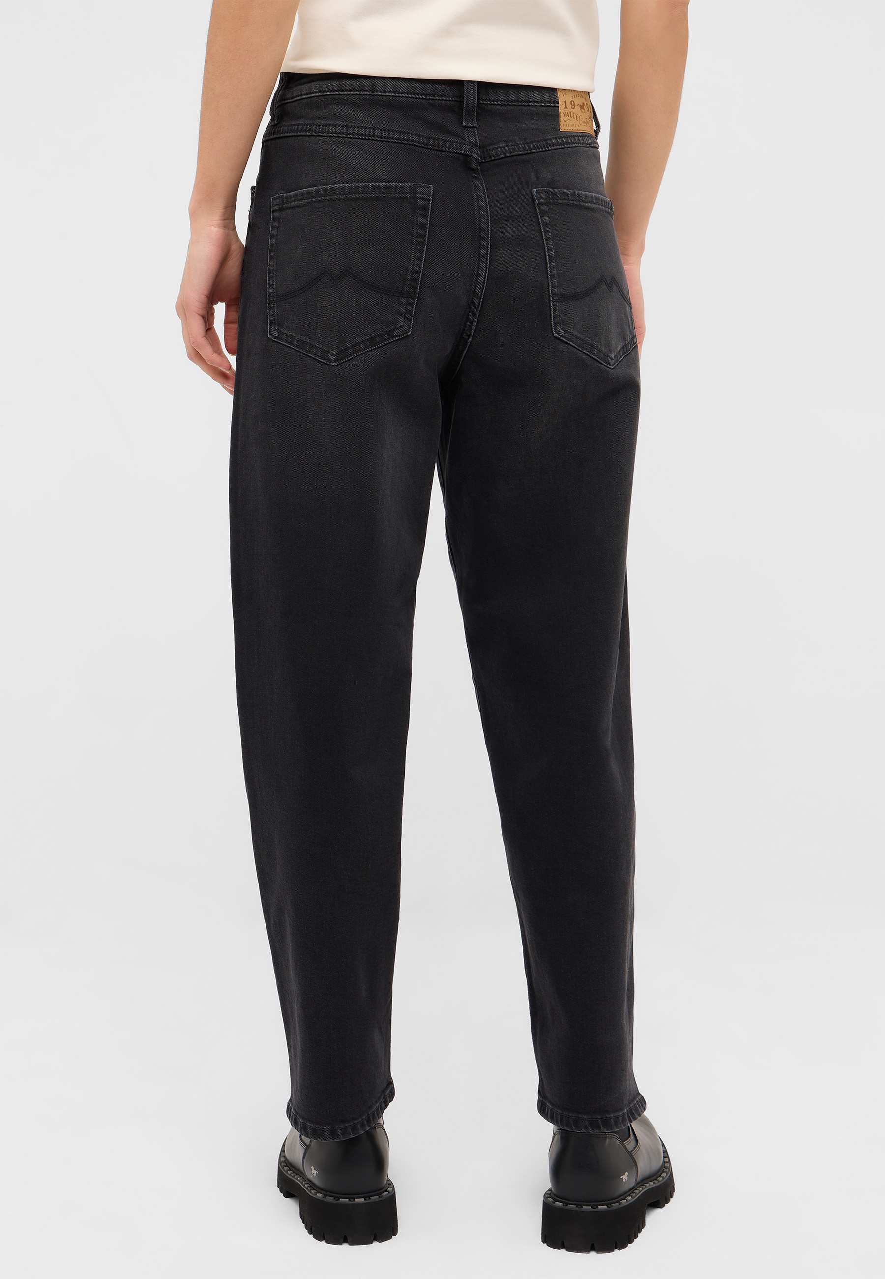 Jeans, Schwarz, Hintertasche, Straight Leg, Baumwollmischung
