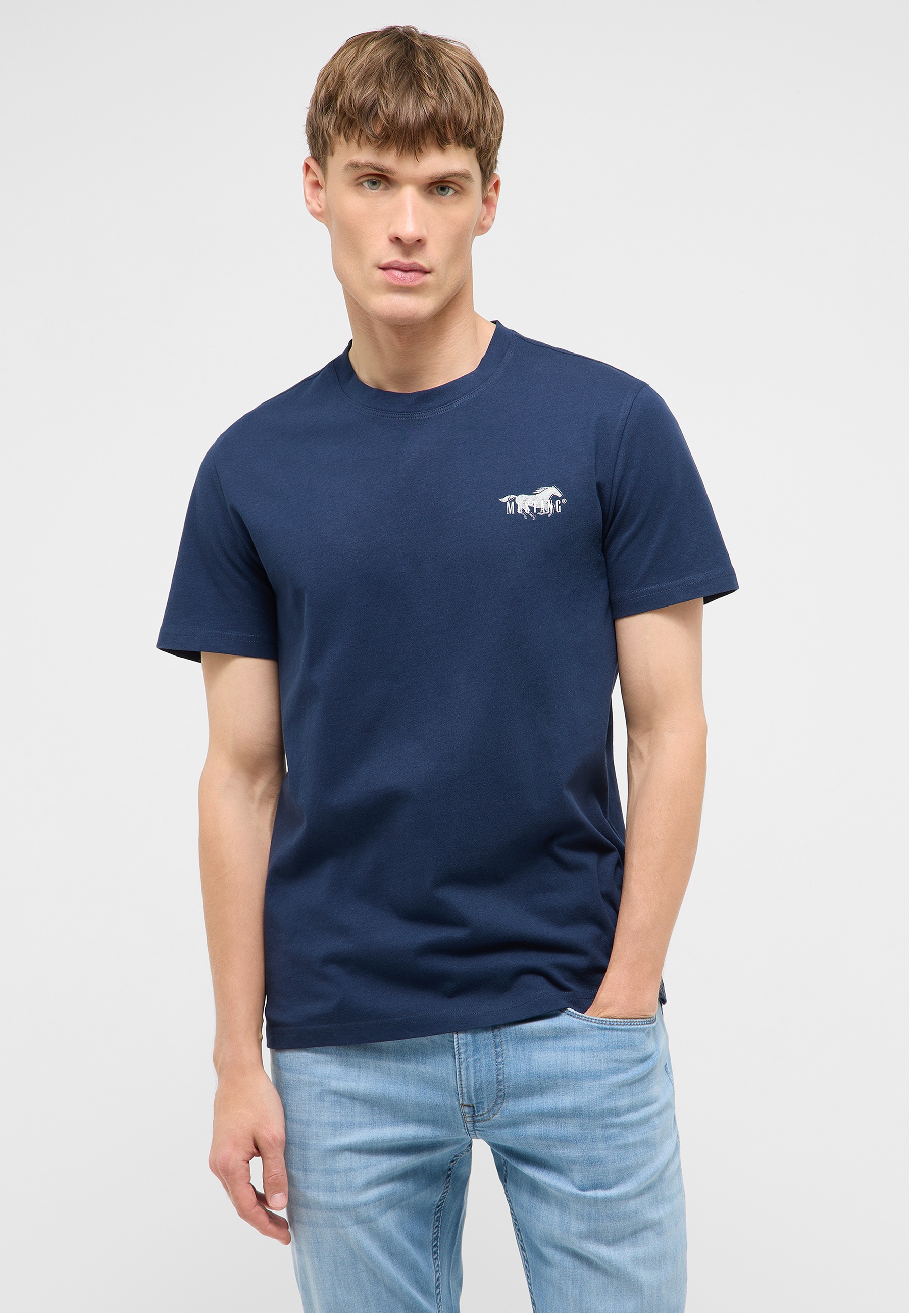 t-shirt, Rundhals, Kurzarm, marineblau, Logo