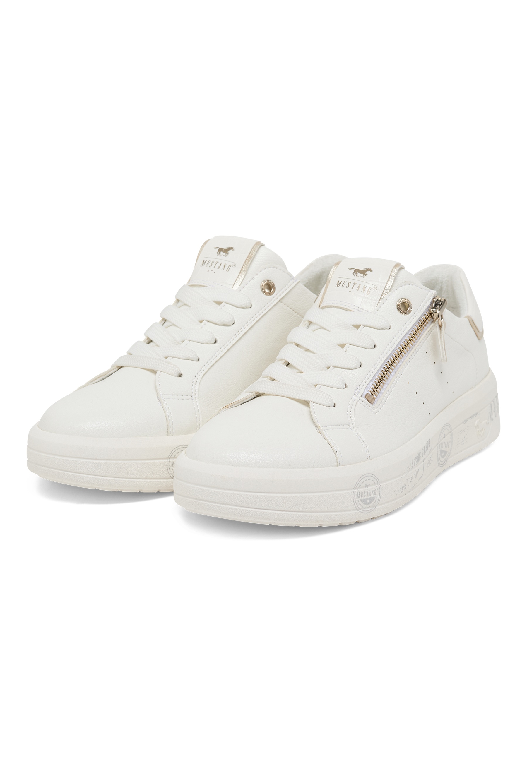 Sneaker, Weiße Schuhe, Gummisohle, Seitenreißverschluss, Lederschuh