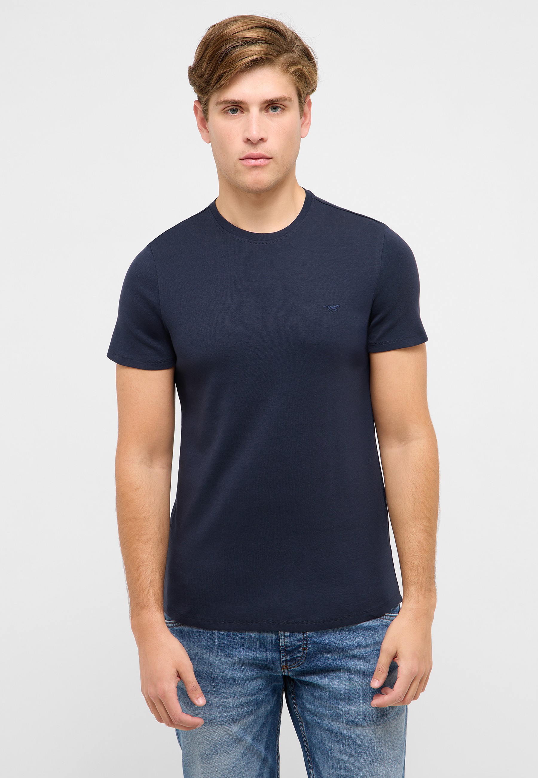t-shirt, navy, kurzarm, rundhals, herren