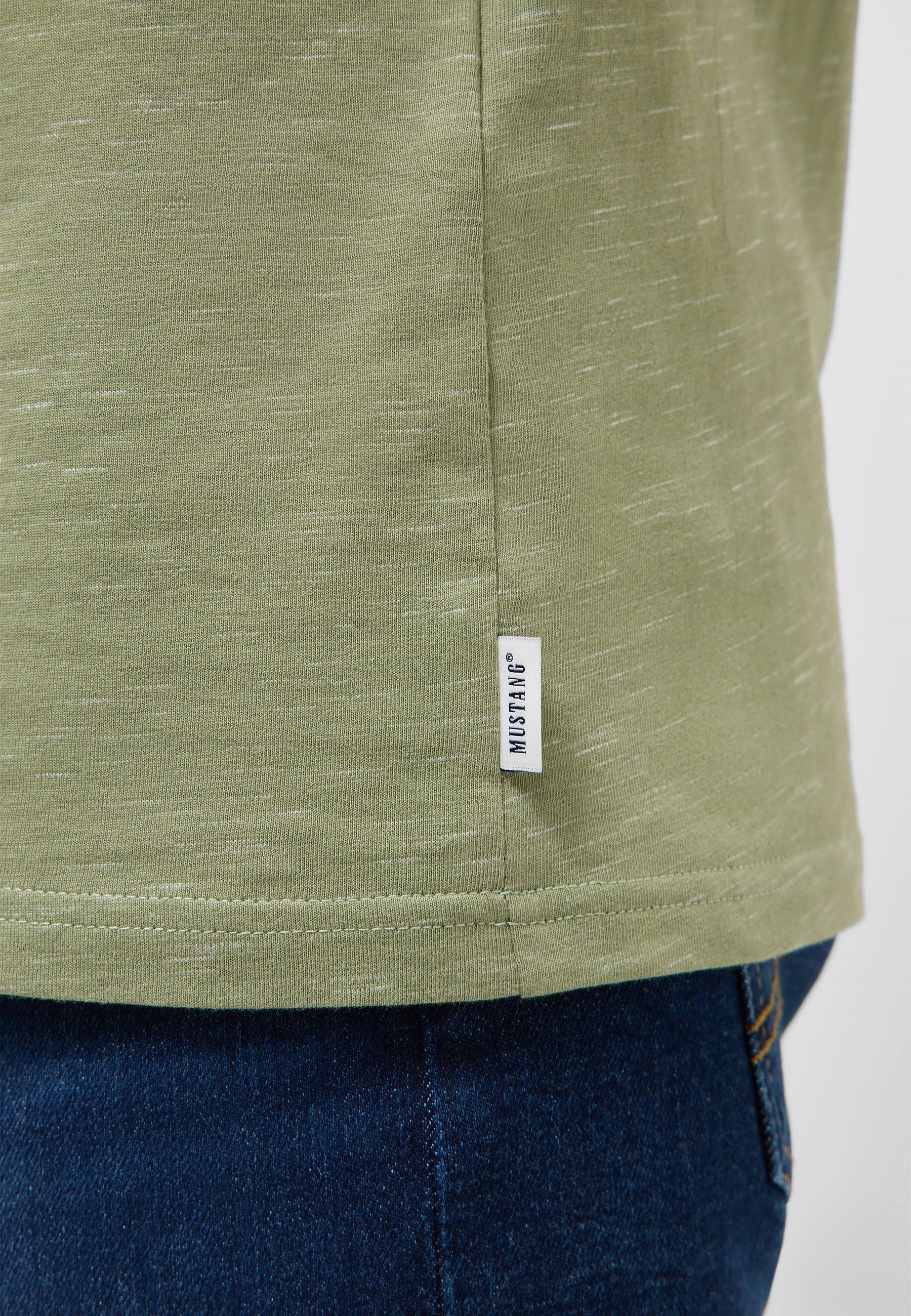 khaki, T-Shirt, Muster, Baumwolle, Rand