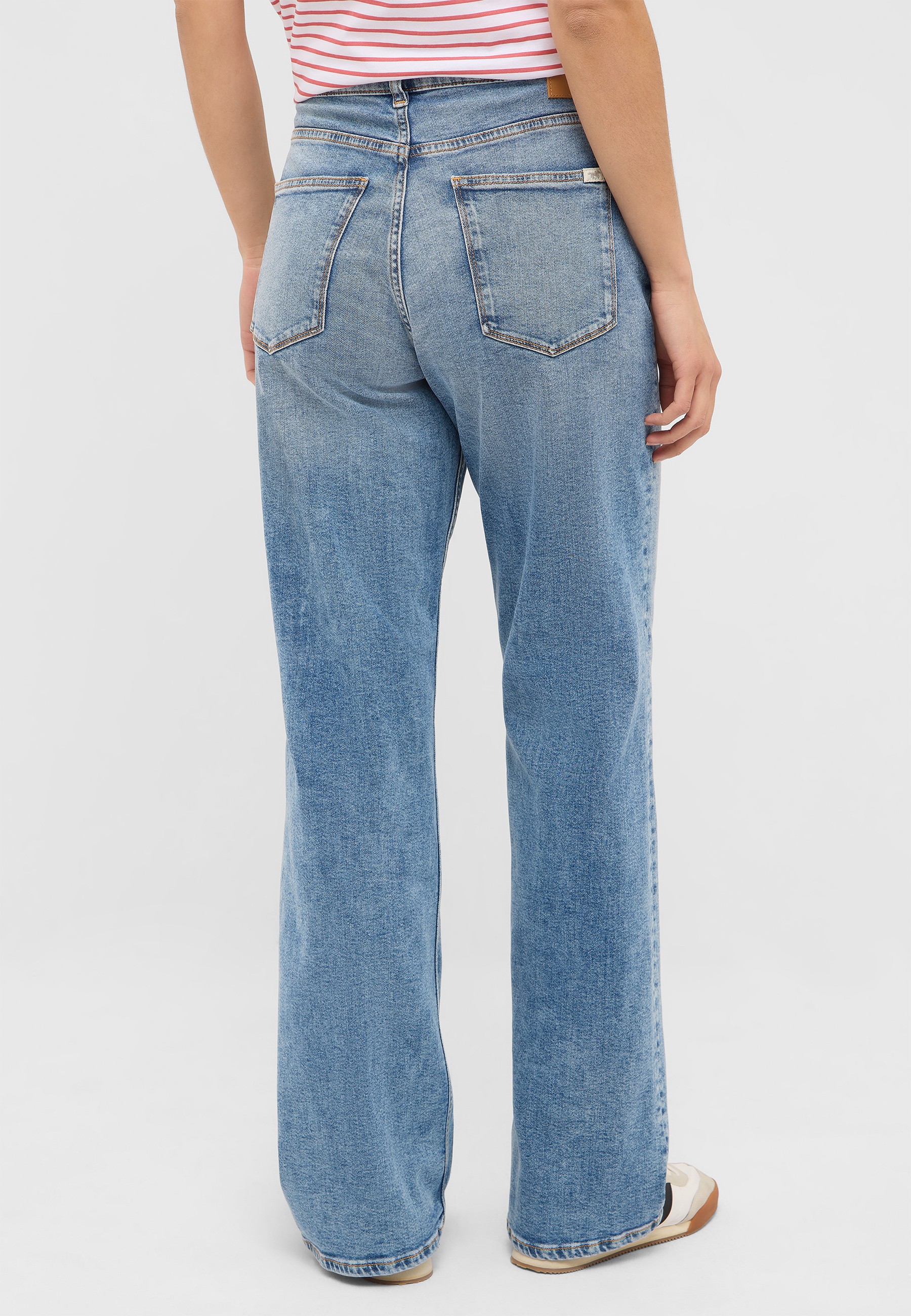Jeans, weite Beinweite, Blau, Denim, Hintere Tasche