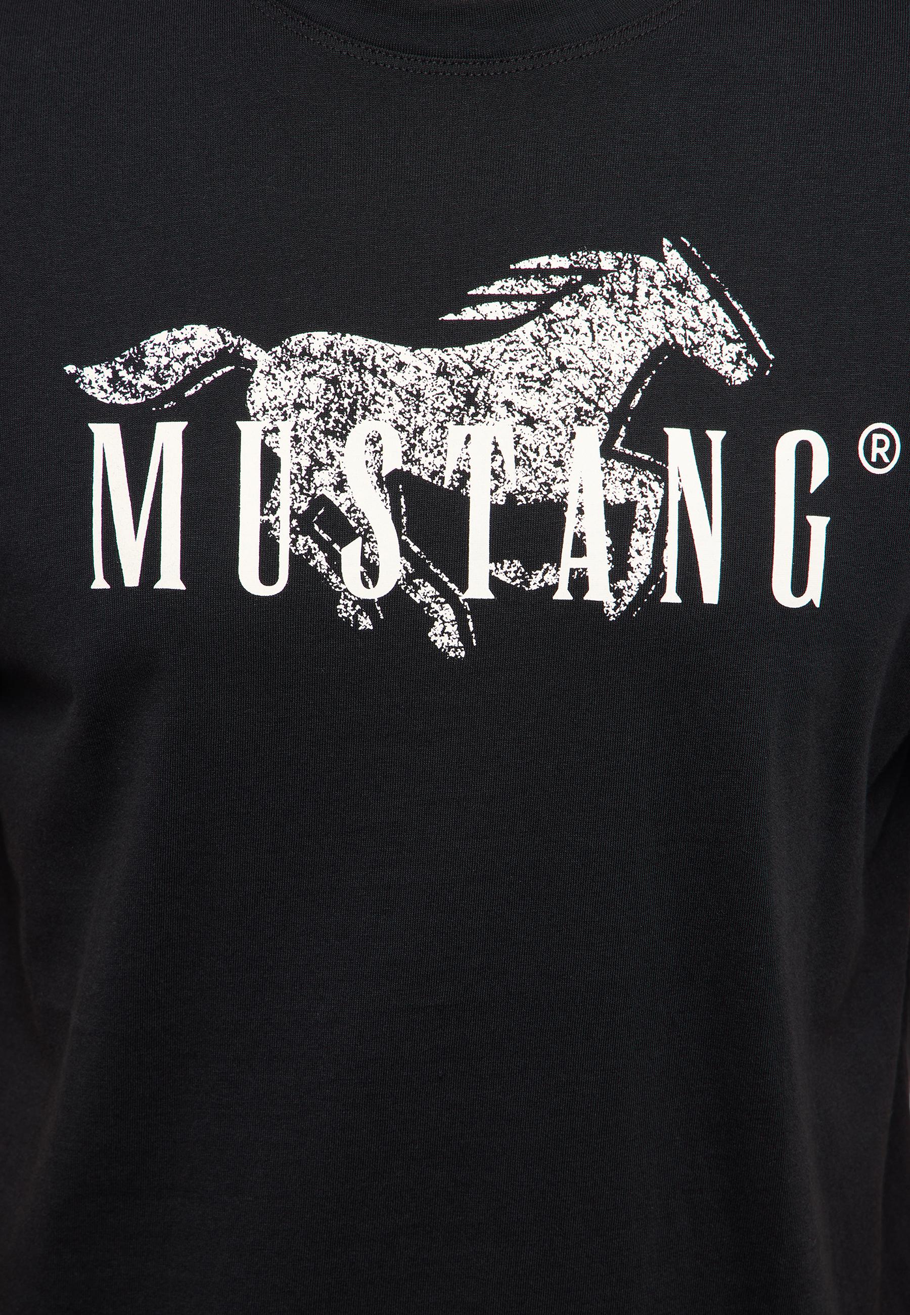 T-Shirt, Mustang, Pferd Logo, Schwarz, Grafik