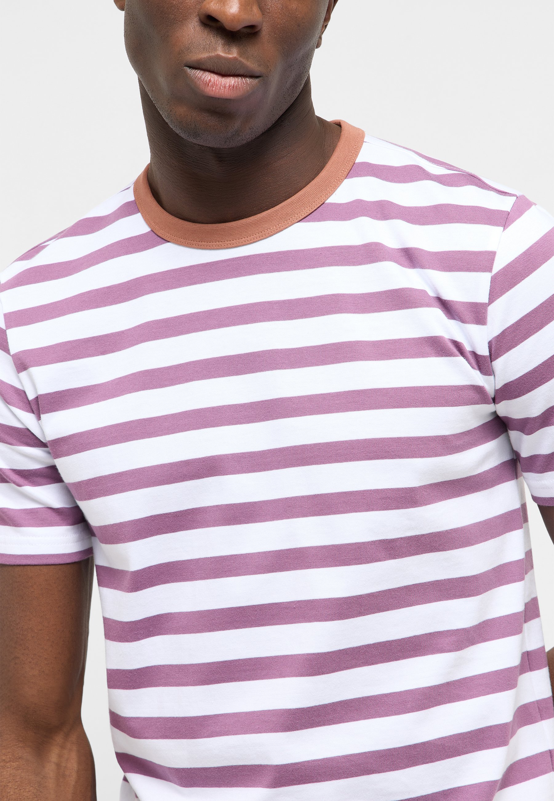 T-Shirt, Streifen, Kurzarm, Rosa, Weiß