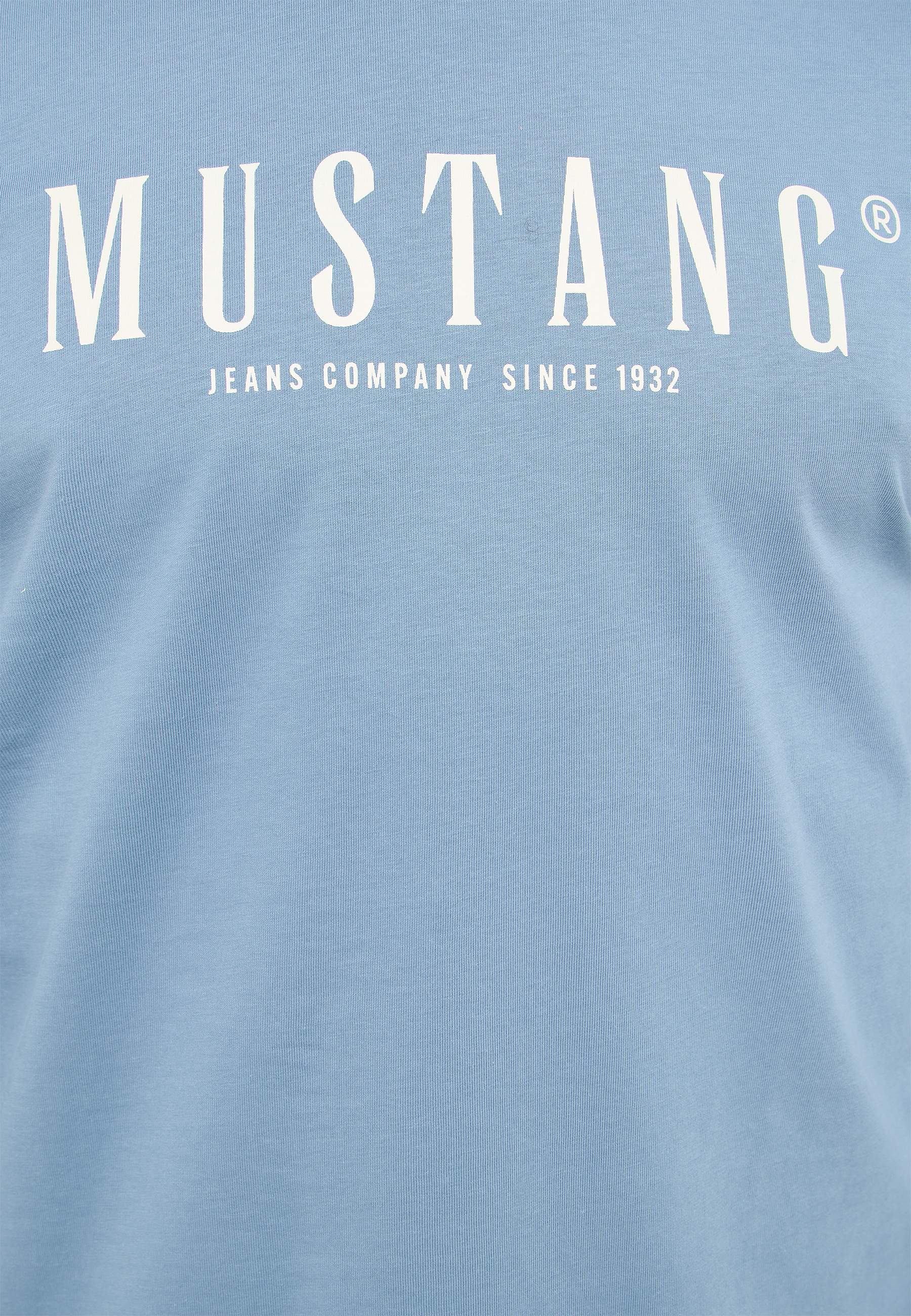 T-Shirt, Blau, Logo, Print, Mustang Jeans