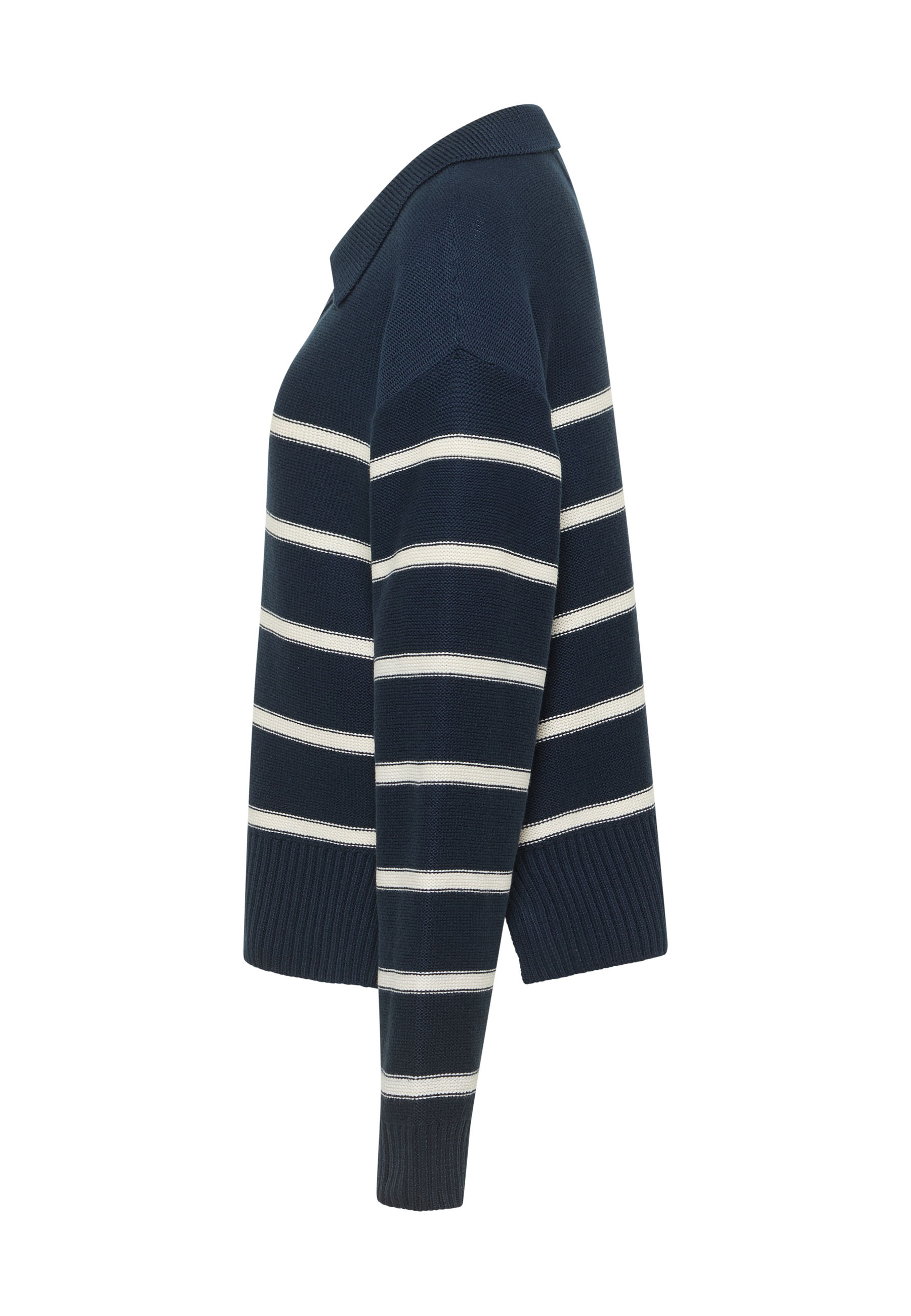 Strickjacke, Shirtjacke, Navy, Streifen, Rippbündchen