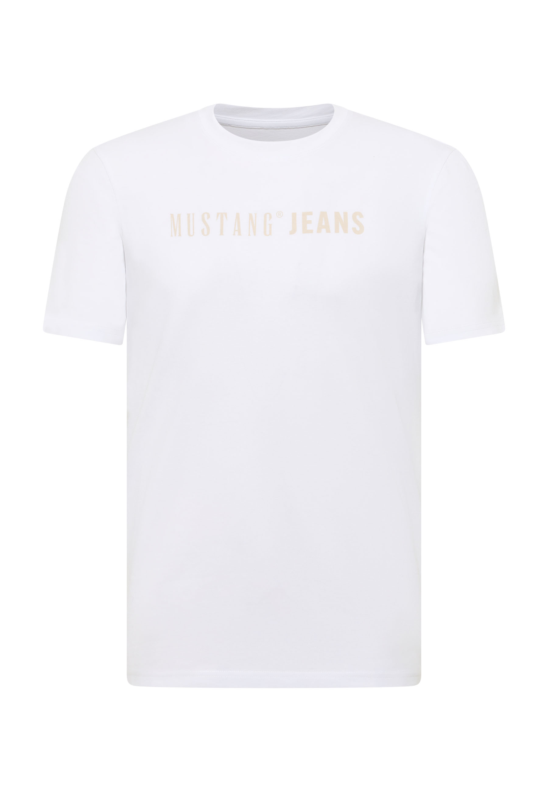 T-Shirt, Kurzarm, Weiß, Labelprint, Mustang Jeans