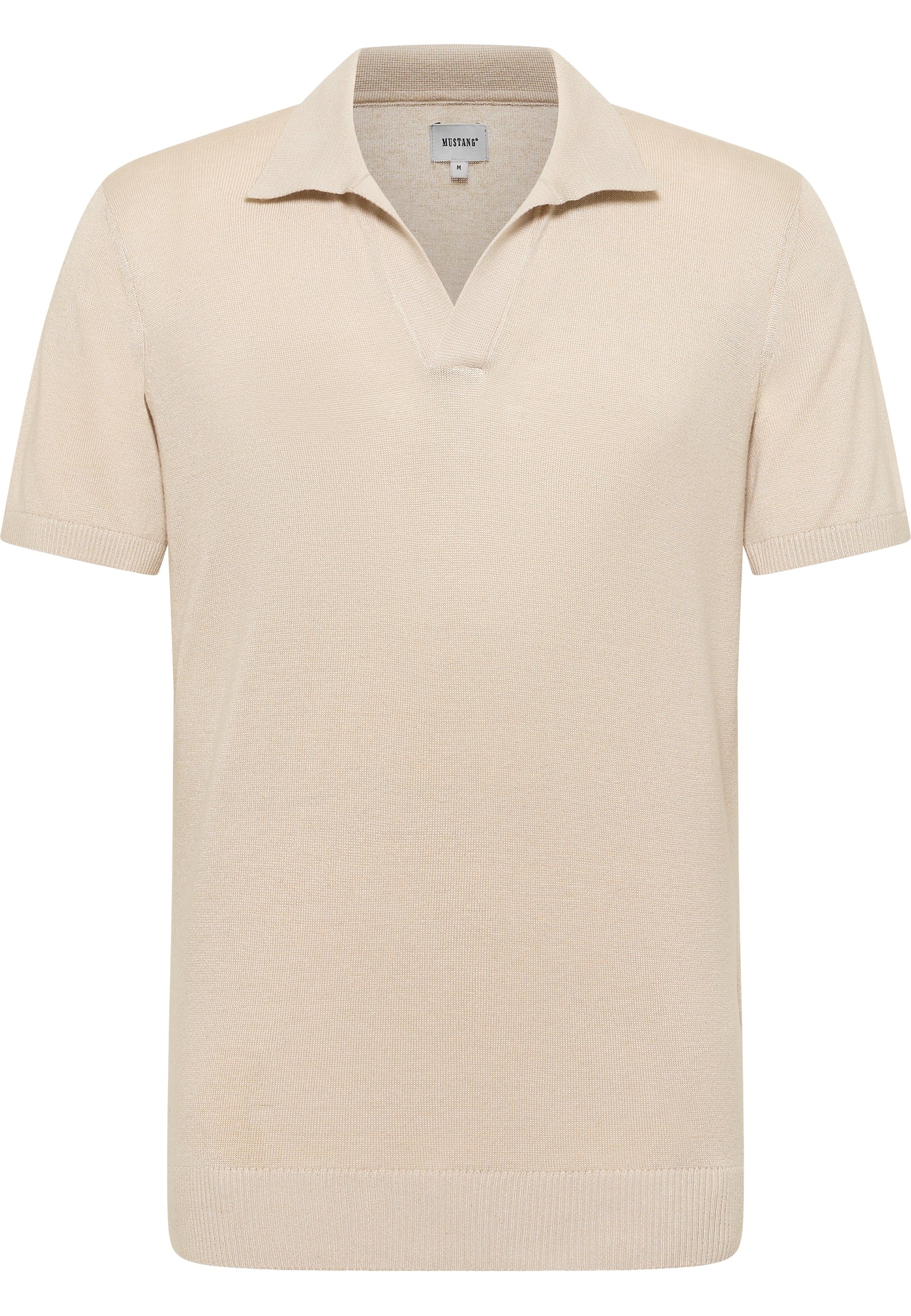 Polohemd, Kurzarm, Beige, Knit, V-neck