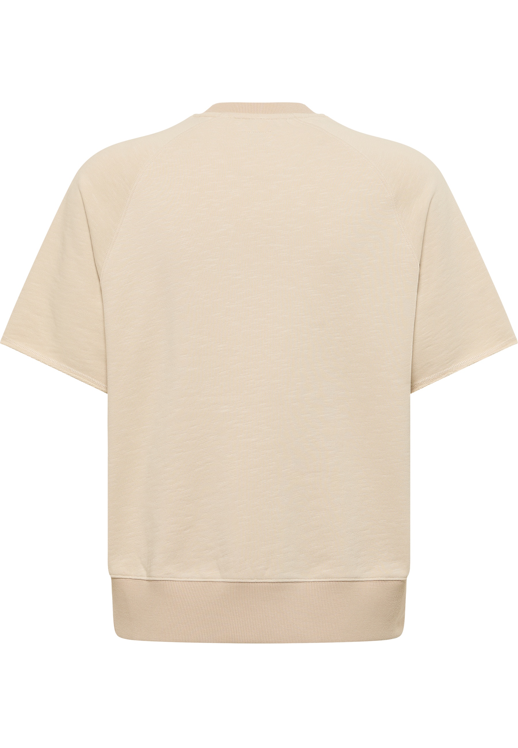 Beigees T-Shirt, Kurzarmliga, Rundhals, Kunstlederfrei, Baumwollmischung