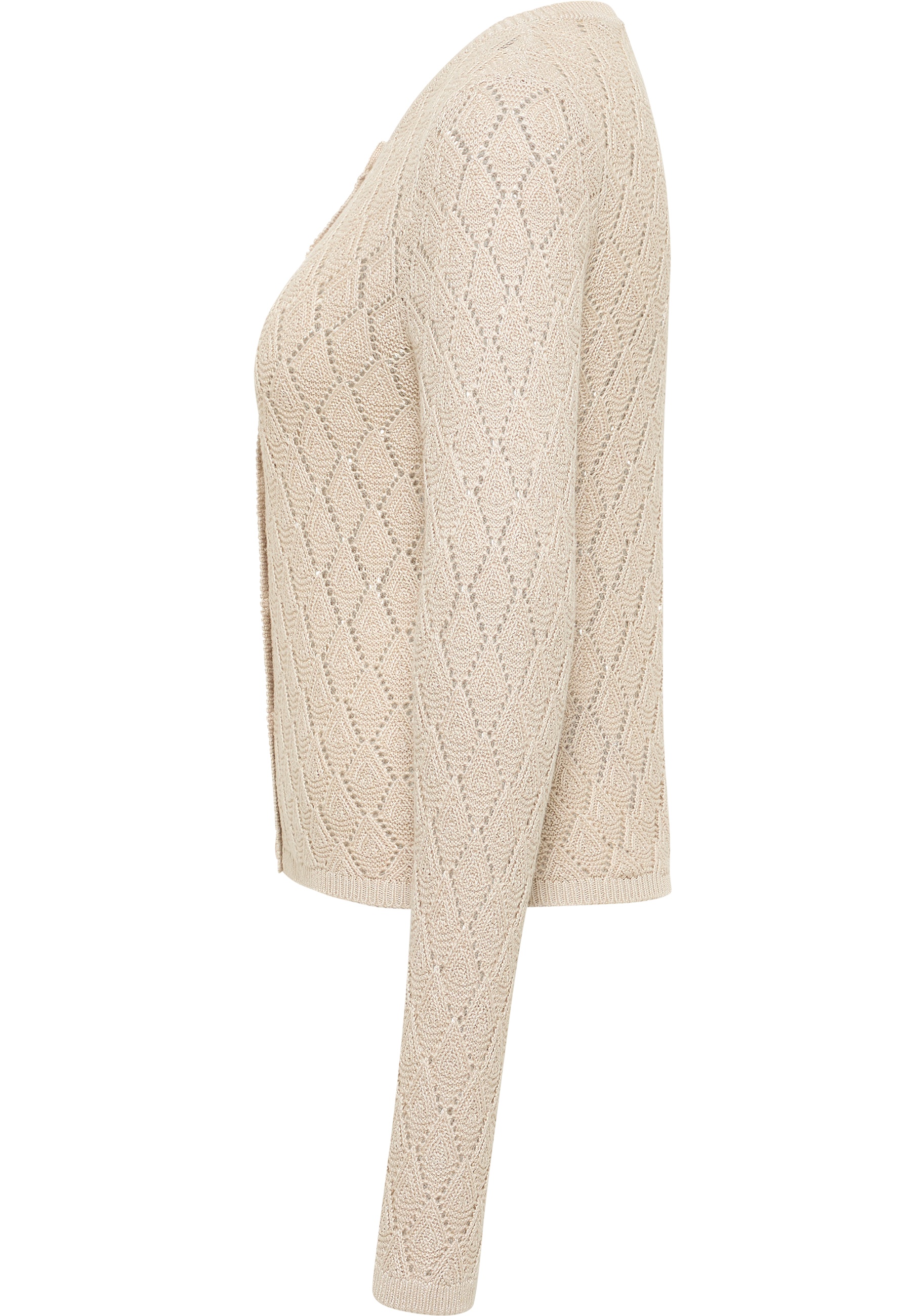 Kabelstrick, Kariertes Muster, Beige Farbe, Pullover, Rundstrick?